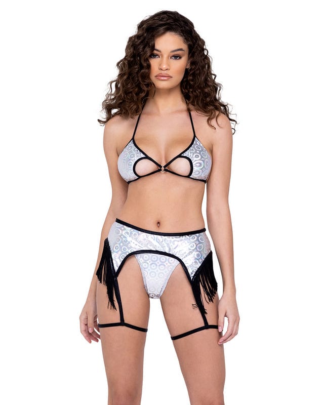 Roma Silver Belt Garter Leg Straps Festival Ravewear (White also Available) 2022 Black White Garter Belt Leg Straps Festival Ravewear Apparel &amp; Accessories &gt; Clothing &gt; Shirts &amp; Tops