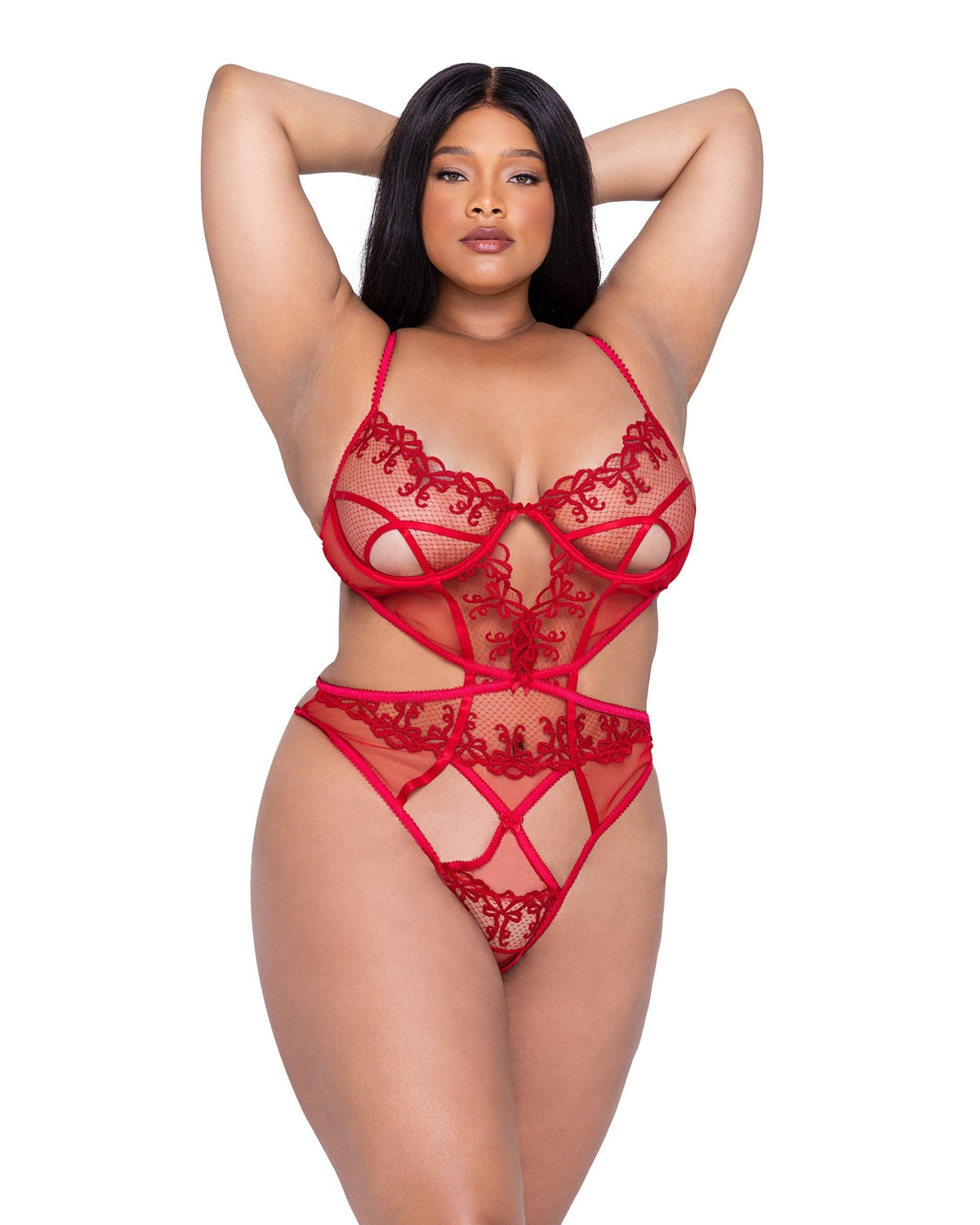 Roma 1X / Red Red Rouge Bow Teddy Lingerie LI640Q-Red-1X 2023 Sexy Red Rouge Bow 2-Piece Short Set Lingerie Apparel &amp; Accessories &gt; Clothing &gt; Underwear &amp; Socks &gt; Lingerie