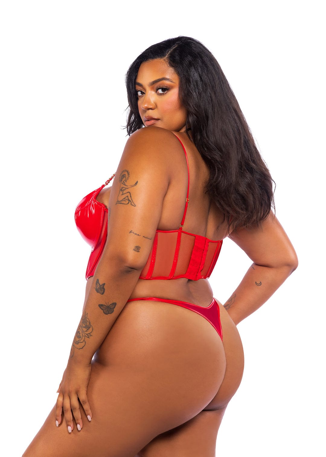 Roma 2 Pc Plus Size Red Faux Leather &amp; Mesh Bustier &amp; Thong Panty Lingerie 2024 Sexy Red Faux Leather &amp; Mesh Bustier &amp; Thong Panty Lingerie Apparel &amp; Accessories &gt; Clothing &gt; Underwear &amp; Socks &gt; Lingerie