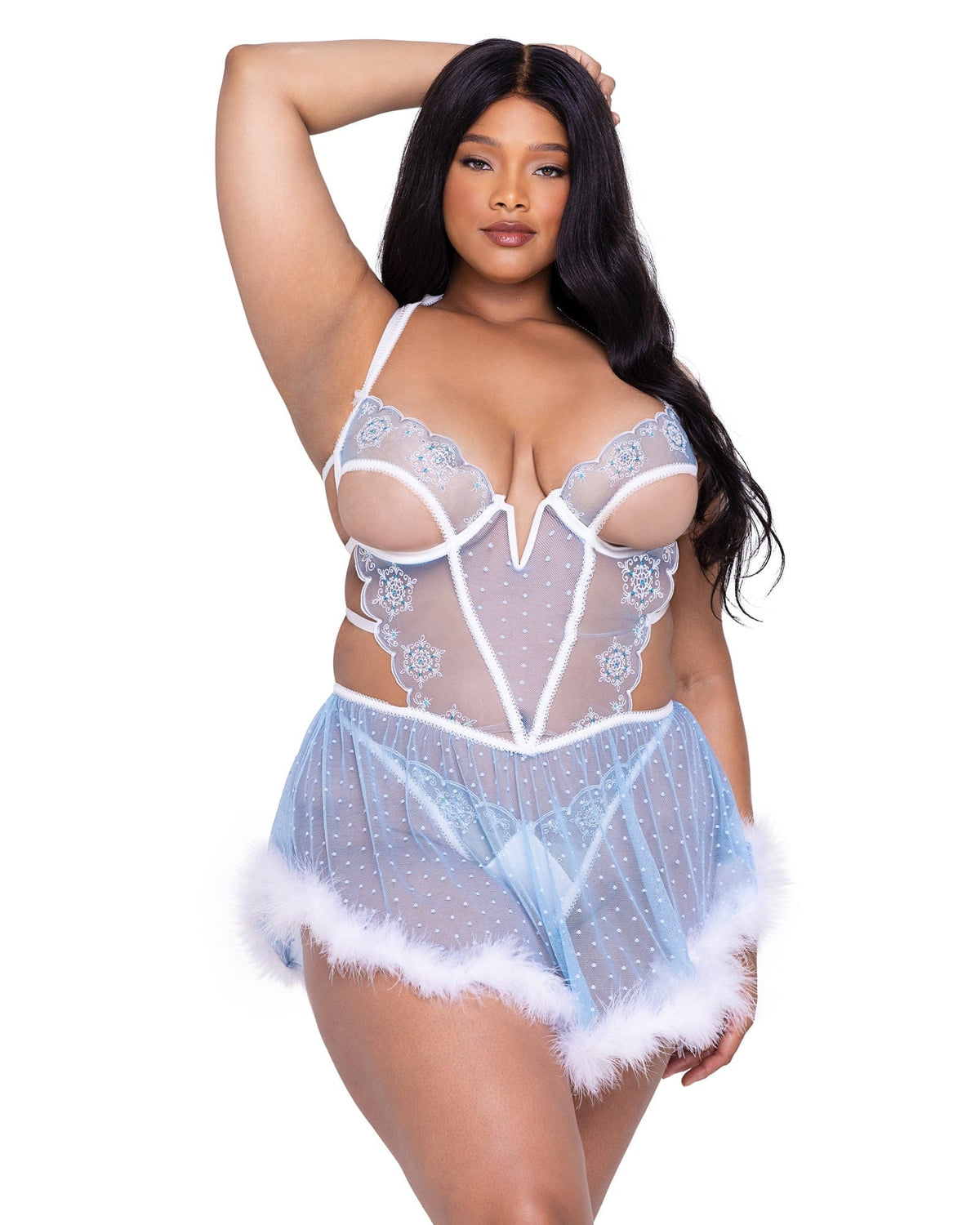 Roma 2 Pc Snow Queen Babydoll Set Lingerie 2023 Sexy 2 Pc Snow Queen Pom Pom Short Set Lingerie Apparel &amp; Accessories &gt; Clothing &gt; Underwear &amp; Socks &gt; Lingerie