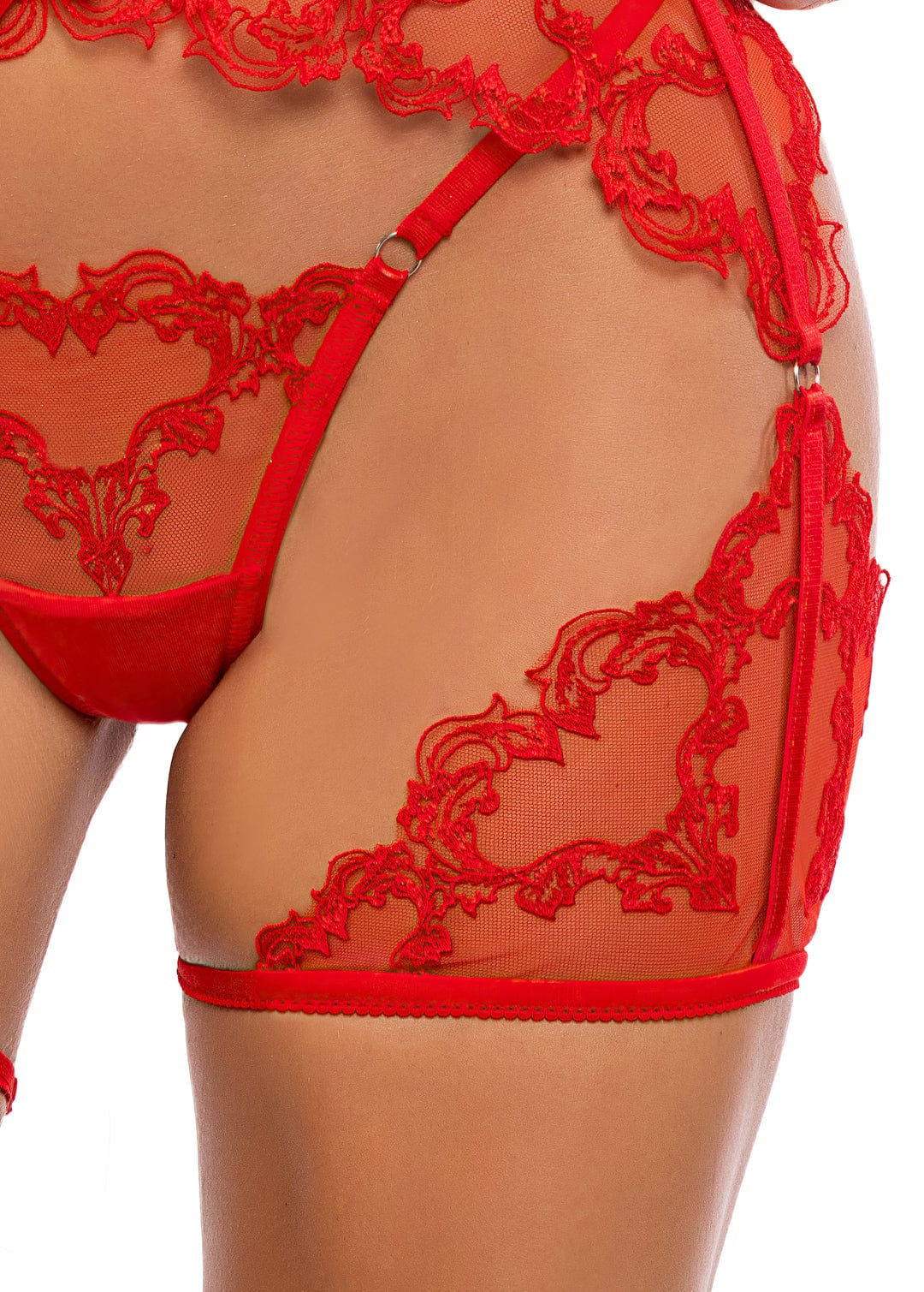 Roma 3 Pc Plus Size Red Embroidered Lace &amp; Satin Bra, Chaps &amp; Thong Panty Lingerie 2024 Sexy Red Lace &amp; Satin Bra,  Chaps &amp; Thong Panty Lingerie Apparel &amp; Accessories &gt; Clothing &gt; Underwear &amp; Socks &gt; Lingerie