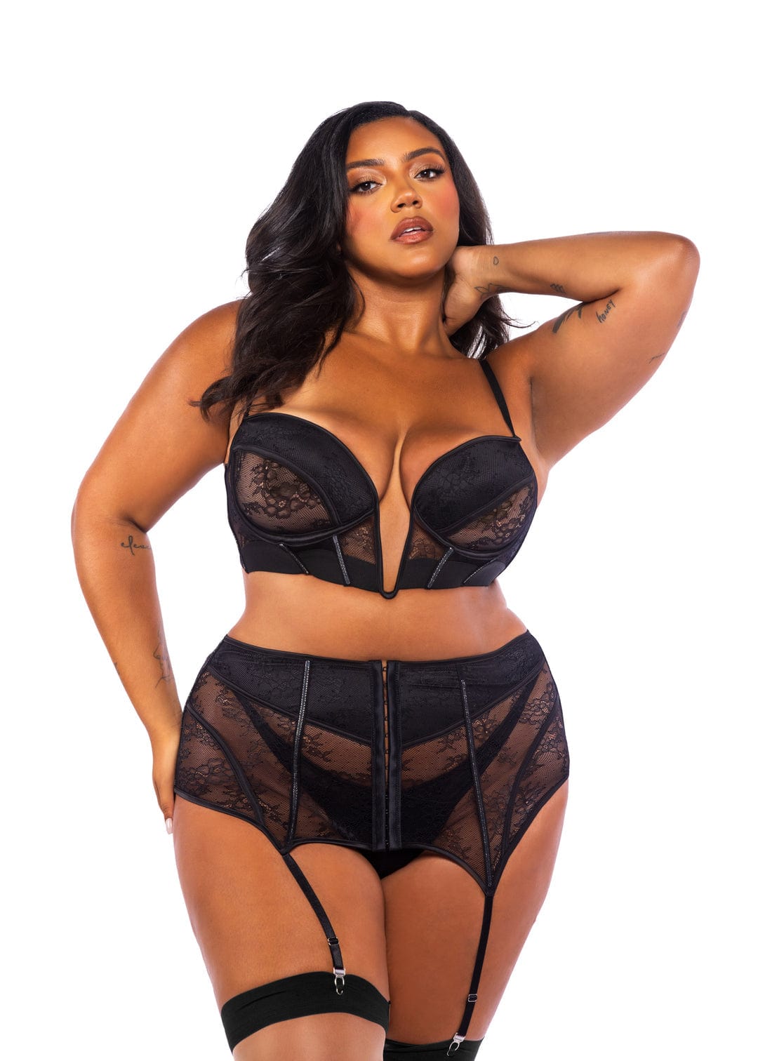 Roma Black / 1X 3 Pc Black Chantilly Lace &amp; Satin Bustier, Garter Skirt &amp; G-string Panty Lingerie LI714Q-Blk-1X 2024 Sexy Black Lace &amp; Satin Bustier, Skirt &amp; G-string Lingerie Apparel &amp; Accessories &gt; Clothing &gt; Underwear &amp; Socks &gt; Lingerie