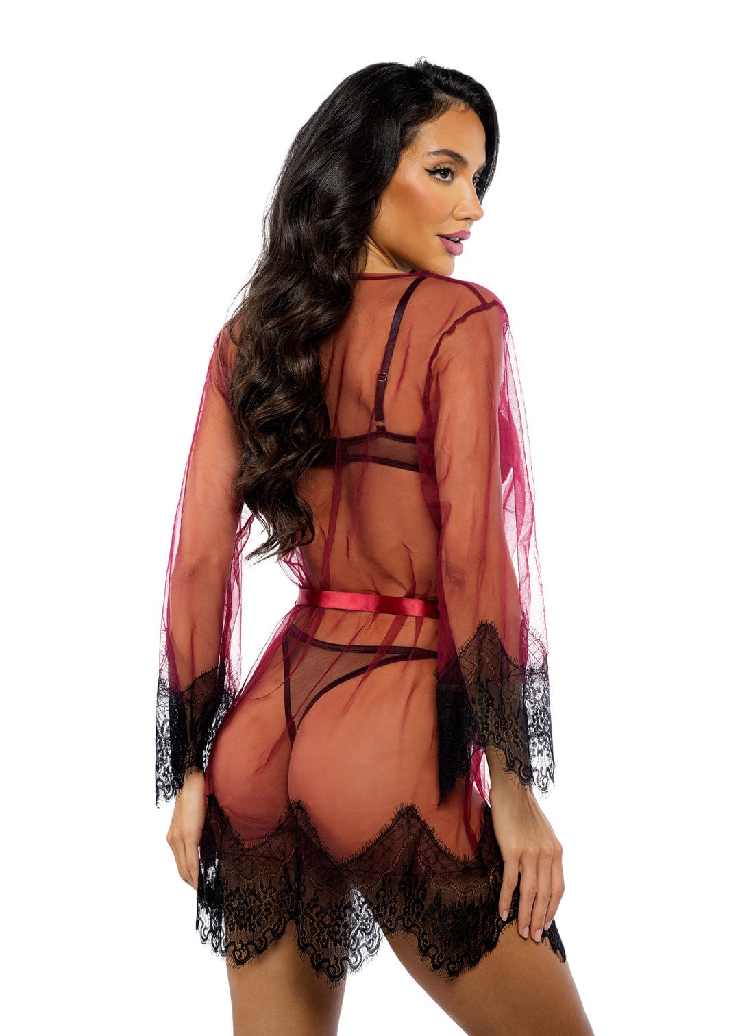 Roma Red / One Size Black Scalloped Eyelash Lace & Mesh Long Sleeve Mini Robe Lingerie LI767-Merlot-O/S 2024 Sexy Black Eyelash Lace & Mesh Satin Mini Robe Lingerie Apparel & Accessories > Clothing > Underwear & Socks > Lingerie