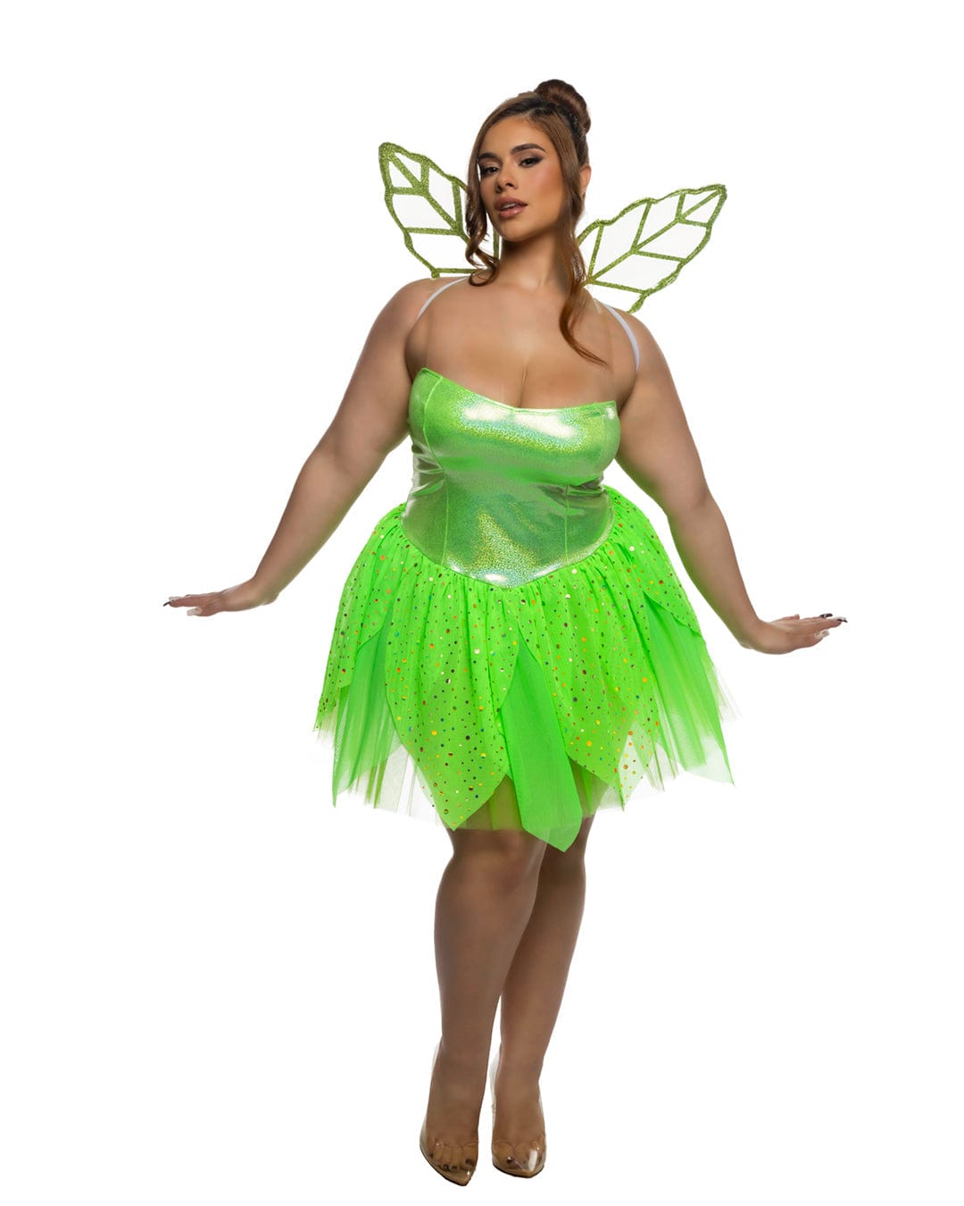 Roma Green / Extra Large Green Pixie Fairy Glitter &amp; Mesh Strapless Mini Dress, Tulle Skirt &amp; Translucent Wings Cosplay Costume 6571-Green-XL Sexy Pixie Fairy Green Halloween Women&#39;s Lingerie Costume Apparel &amp; Accessories &gt; Clothing &gt; Underwear &amp; Socks &gt; Lingerie