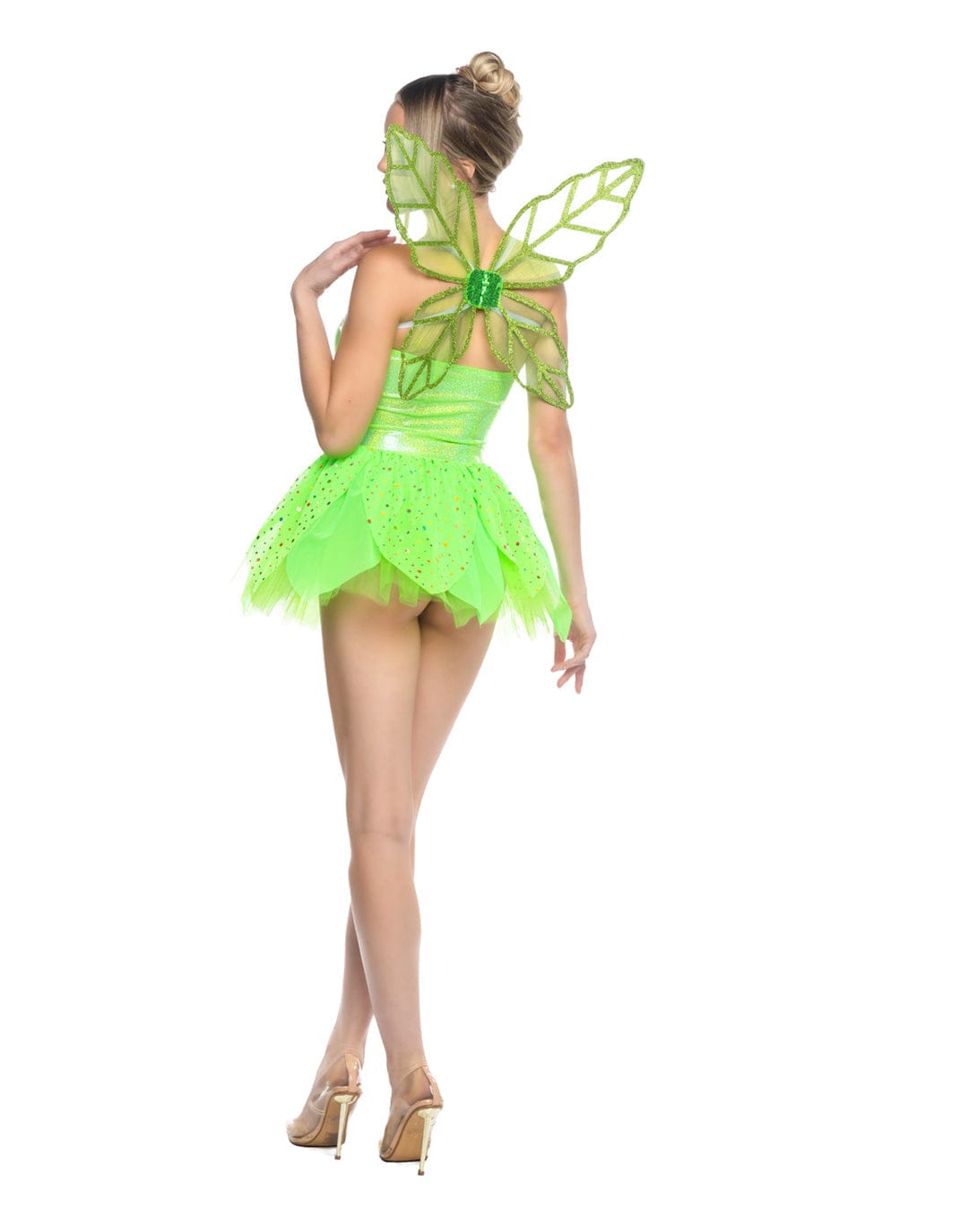 Roma Green Pixie Fairy Glitter &amp; Mesh Strapless Mini Dress, Tulle Skirt &amp; Translucent Wings Cosplay Costume Sexy Pixie Fairy Green Halloween Women&#39;s Lingerie Costume Apparel &amp; Accessories &gt; Clothing &gt; Underwear &amp; Socks &gt; Lingerie