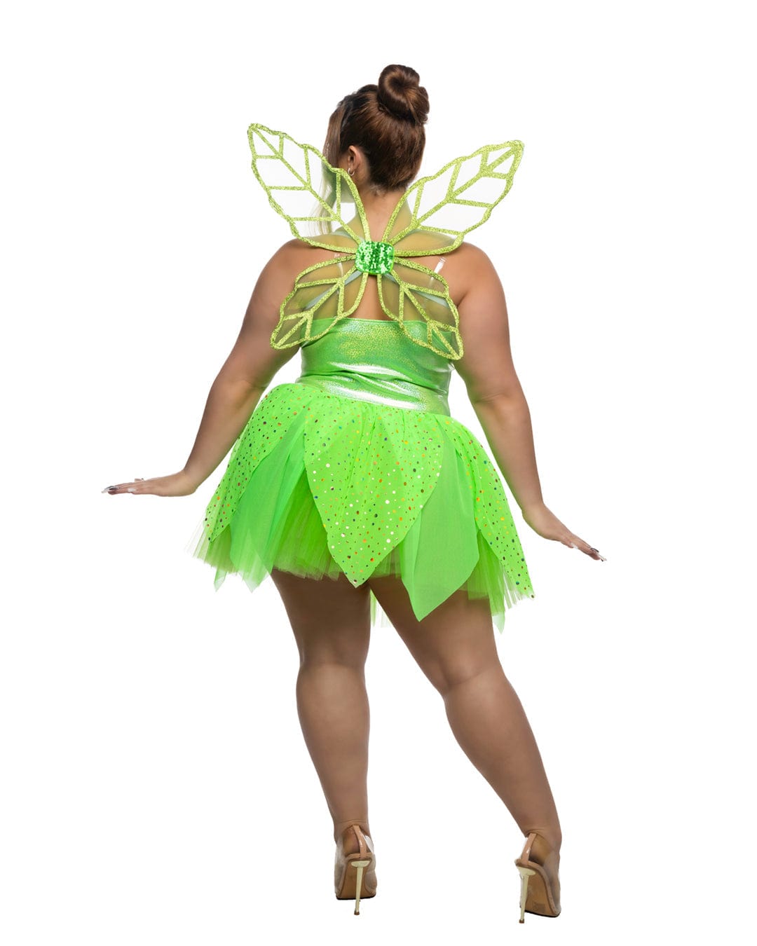 Roma Green Pixie Fairy Glitter &amp; Mesh Strapless Mini Dress, Tulle Skirt &amp; Translucent Wings Cosplay Costume Sexy Pixie Fairy Green Halloween Women&#39;s Lingerie Costume Apparel &amp; Accessories &gt; Clothing &gt; Underwear &amp; Socks &gt; Lingerie