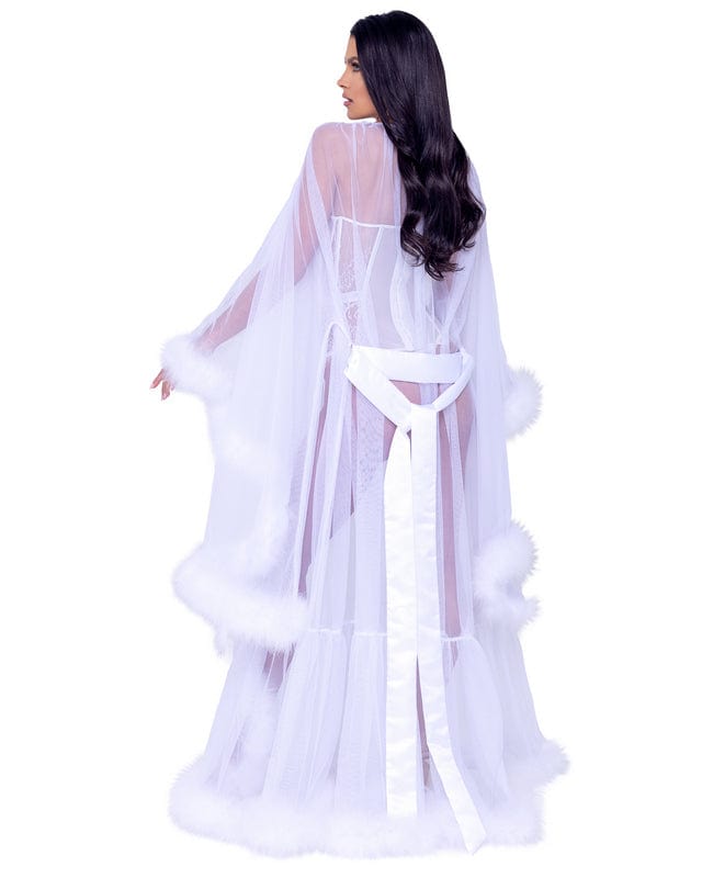 Roma One Size / White Sheer White Marabou Hollywood Glam Luxury Robe Lingerie LI532-Wht-O/S 2023 Sexy Sheer White Marabou Hollywood Glam Luxury Robe Lingerie Apparel &amp; Accessories &gt; Clothing &gt; Underwear &amp; Socks &gt; Lingerie