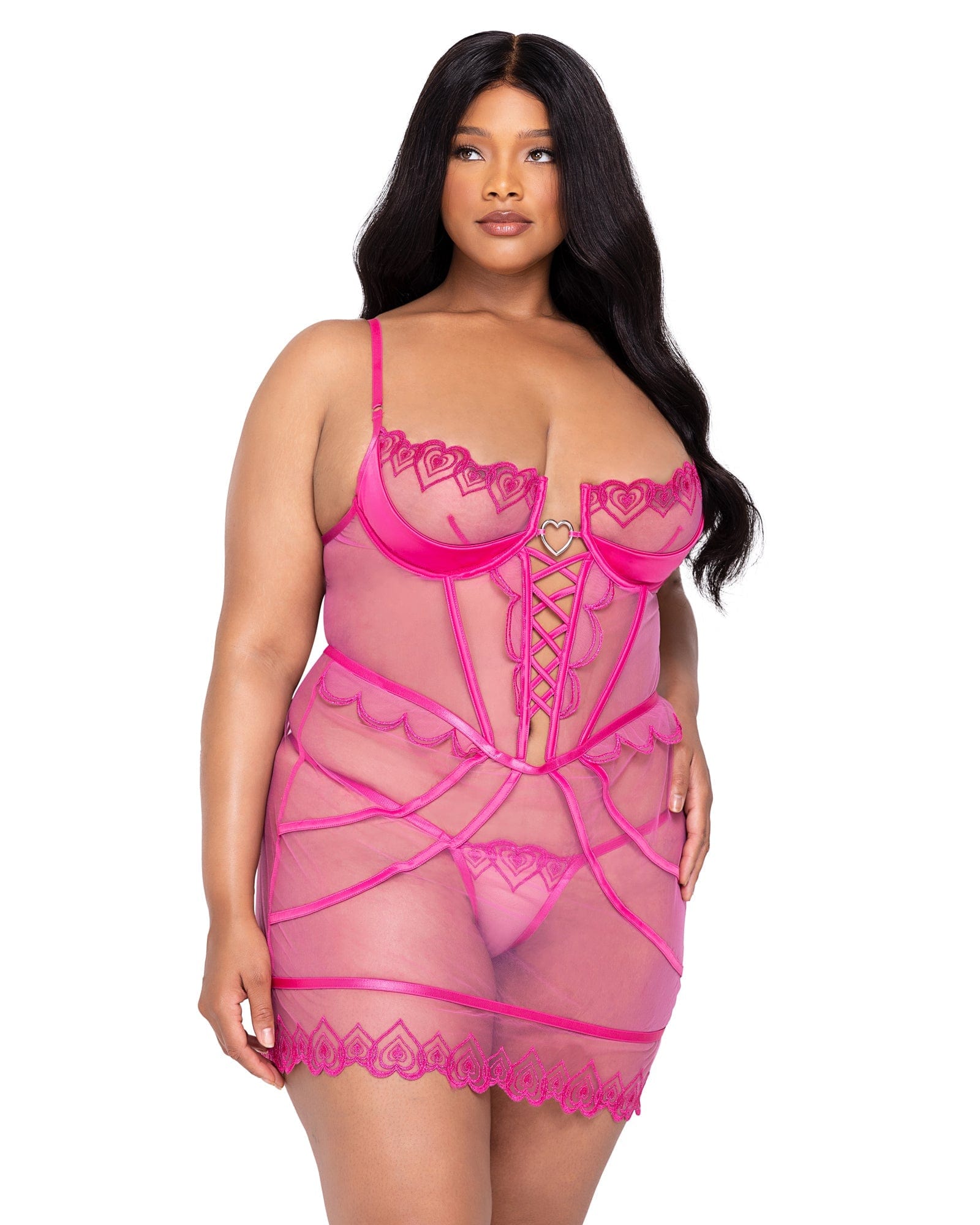 Sexy Bubblegum Pink Lace Heart Slip & Thong Panty Lingerie Sexy Bubblegum Pink Lace Heart Slip & Thong Panty Lingerie