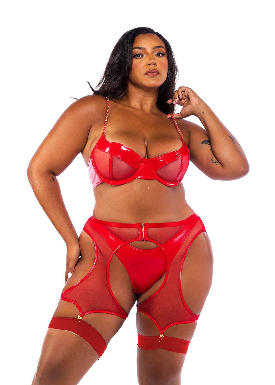 Roma Red / 1X 3 Pc Red Faux Leather &amp; Mesh Bra, Chaps &amp; Thong Panty Lingerie LI748Q-Red-1X 2024 Sexy Red Leather &amp; Mesh Bra, Chaps &amp; Thong Panty Lingerie Apparel &amp; Accessories &gt; Clothing &gt; Underwear &amp; Socks &gt; Lingerie