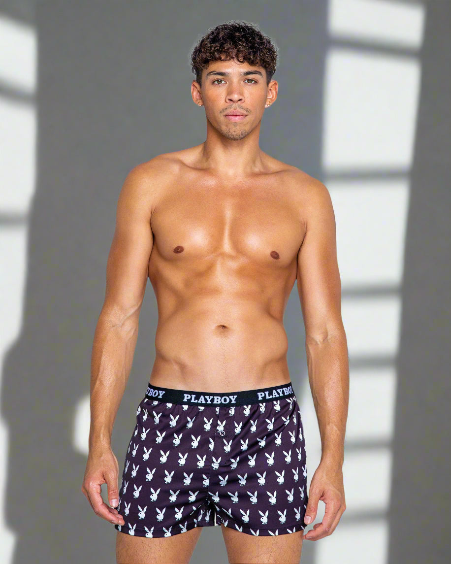 Roma Black Men’s Satin Playboy Print Boxer Underwear 2023 Sexy Black Men’s Satin Heartbreaker Boxer Underwear Apparel & Accessories > Clothing > Underwear & Socks > Underwear