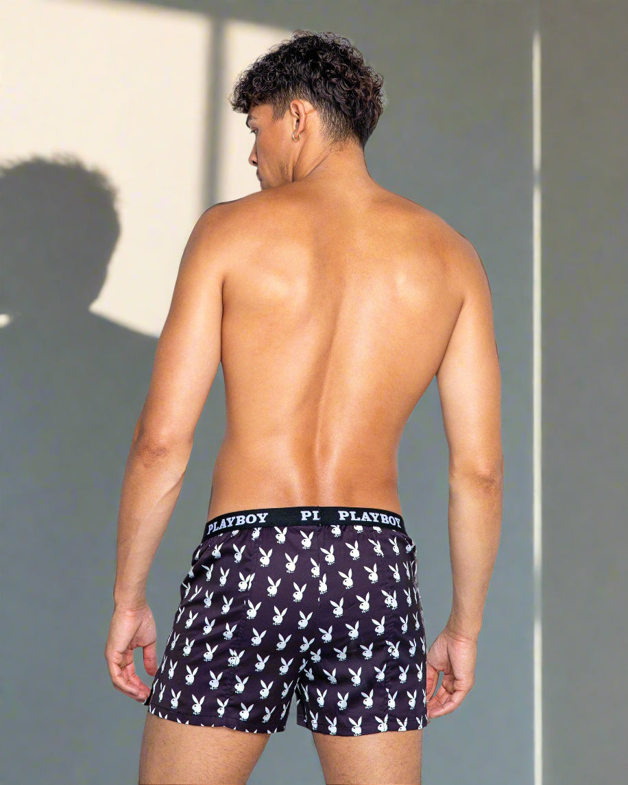 Roma Black Men’s Satin Playboy Print Boxer Underwear 2023 Sexy Black Men’s Satin Heartbreaker Boxer Underwear Apparel & Accessories > Clothing > Underwear & Socks > Underwear