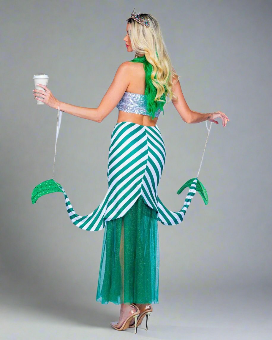 Roma 2 Pc. Green &amp; Silver Starstruck Mermaid Halloween Cosplay Costume 2024 Sexy Starstruck Mermaid Halloween Cosplay Costume Apparel &amp; Accessories &gt; Costumes &amp; Accessories