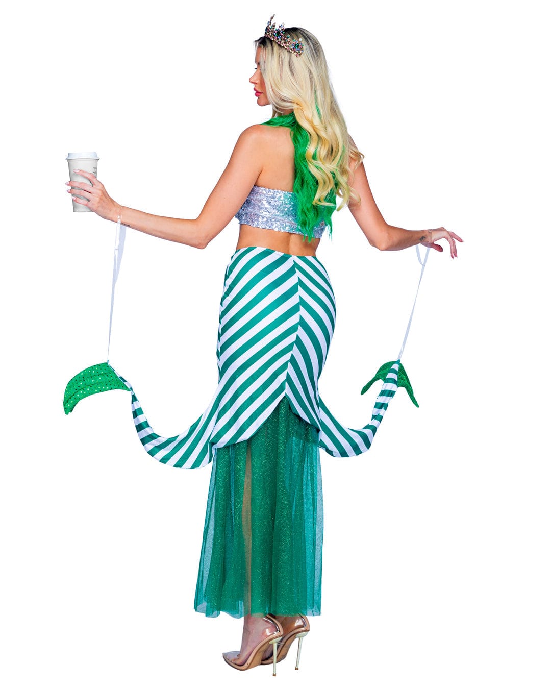 Roma 2 Pc. Green &amp; Silver Starstruck&#39;s Mermaid Halloween Cosplay Costume 2024 Sexy Starstruck&#39;s Coffee Mermaid Halloween Cosplay Costume Apparel &amp; Accessories &gt; Costumes &amp; Accessories