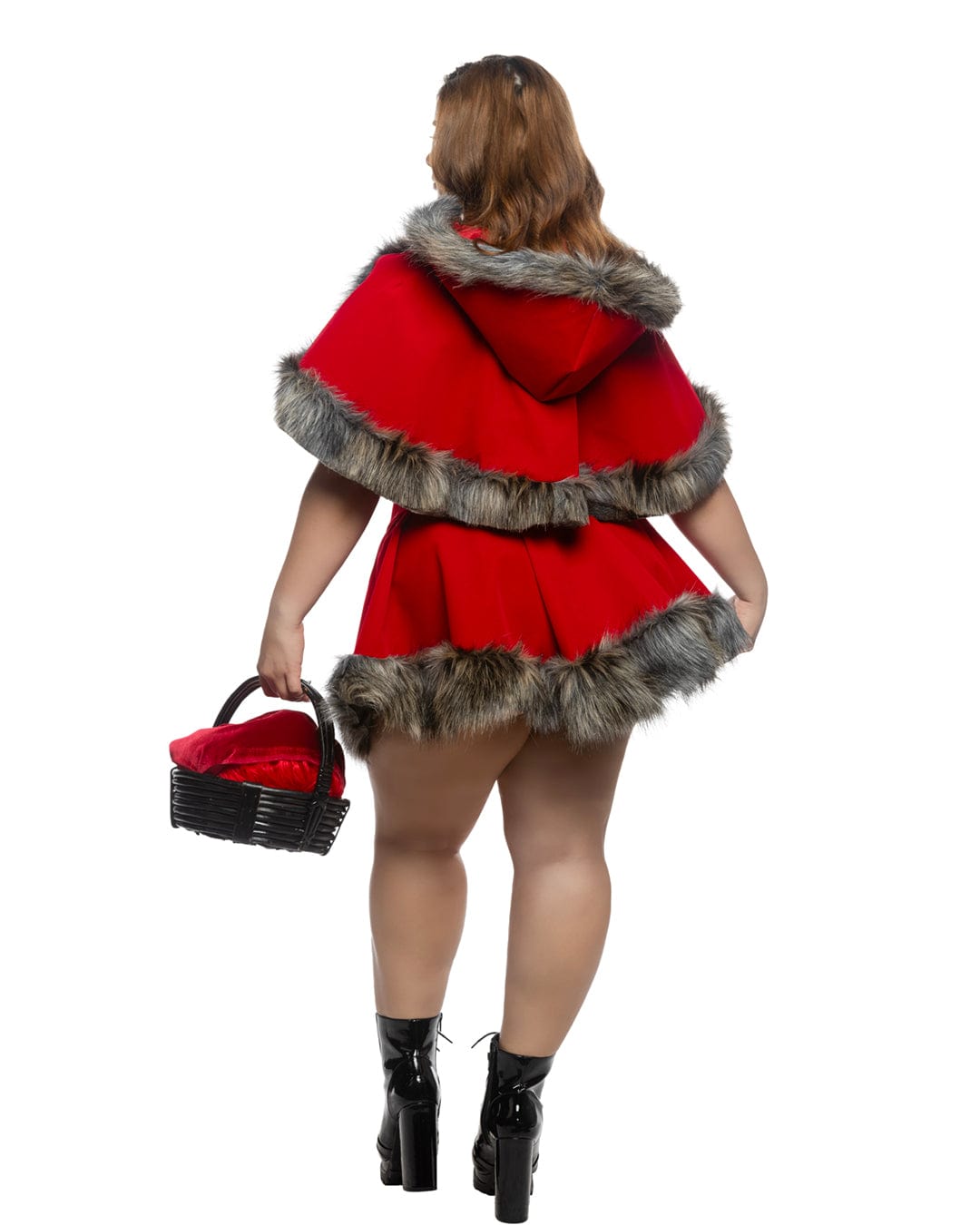 Roma Red / XXL 3 Pc Enchanted Forest Red Velvet & Faux Fur Hooded Capelet, Lace-Up Corset & Mini Skirt Cosplay Costume 6559-Red-XXL Red Velvet Fur Hooded Cape, Corset & Skirt Cosplay Costume Apparel & Accessories > Costumes & Accessories