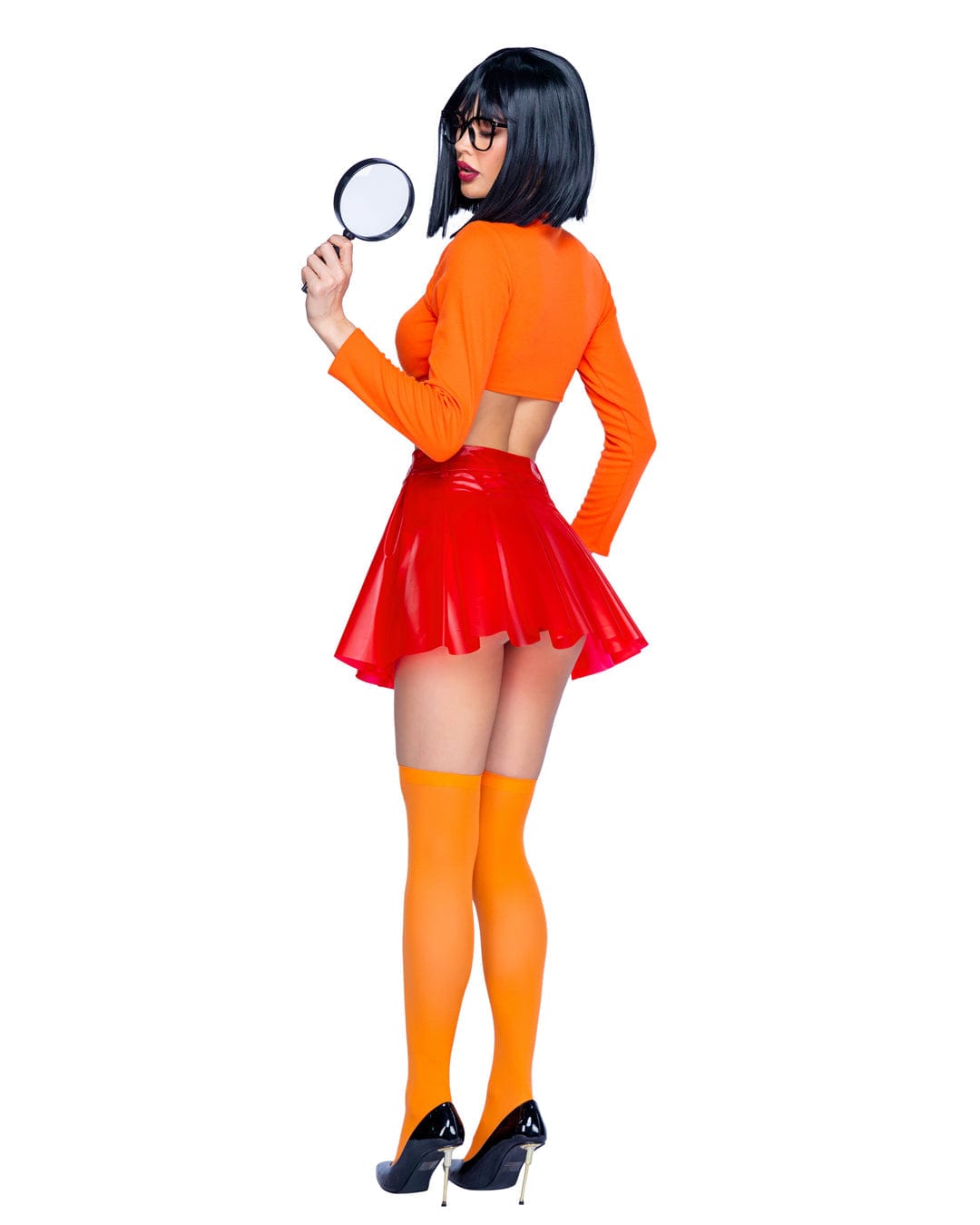 Roma 3 Pc Orange &amp; Red Mystery Solving Babe Halloween Cosplay Costume 2024 Mystery Solving Velma Dinkley Scooby-Doo Halloween Costume Apparel &amp; Accessories &gt; Costumes &amp; Accessories