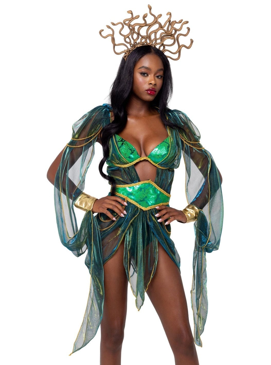 Roma 3 Pc Sultry Medusa Halloween Cosplay Costume 2023 Sexy 3 Pc Sultry Goddess Halloween Cosplay Costume Apparel &amp; Accessories &gt; Costumes &amp; Accessories