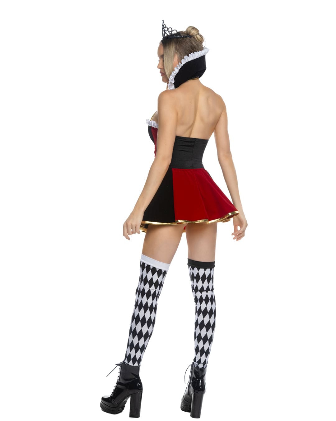 Roma Multi Colored / Small 4 Pc Wonderland Queen Velvet Ruffle Bodice w/ Headpiece, Mini Skirt & Tiara Cosplay Costume 6557-Red/Blk-S Velvet Ruffle Bodice Headpiece, Skirt & Tiara Cosplay Costume Apparel & Accessories > Costumes & Accessories