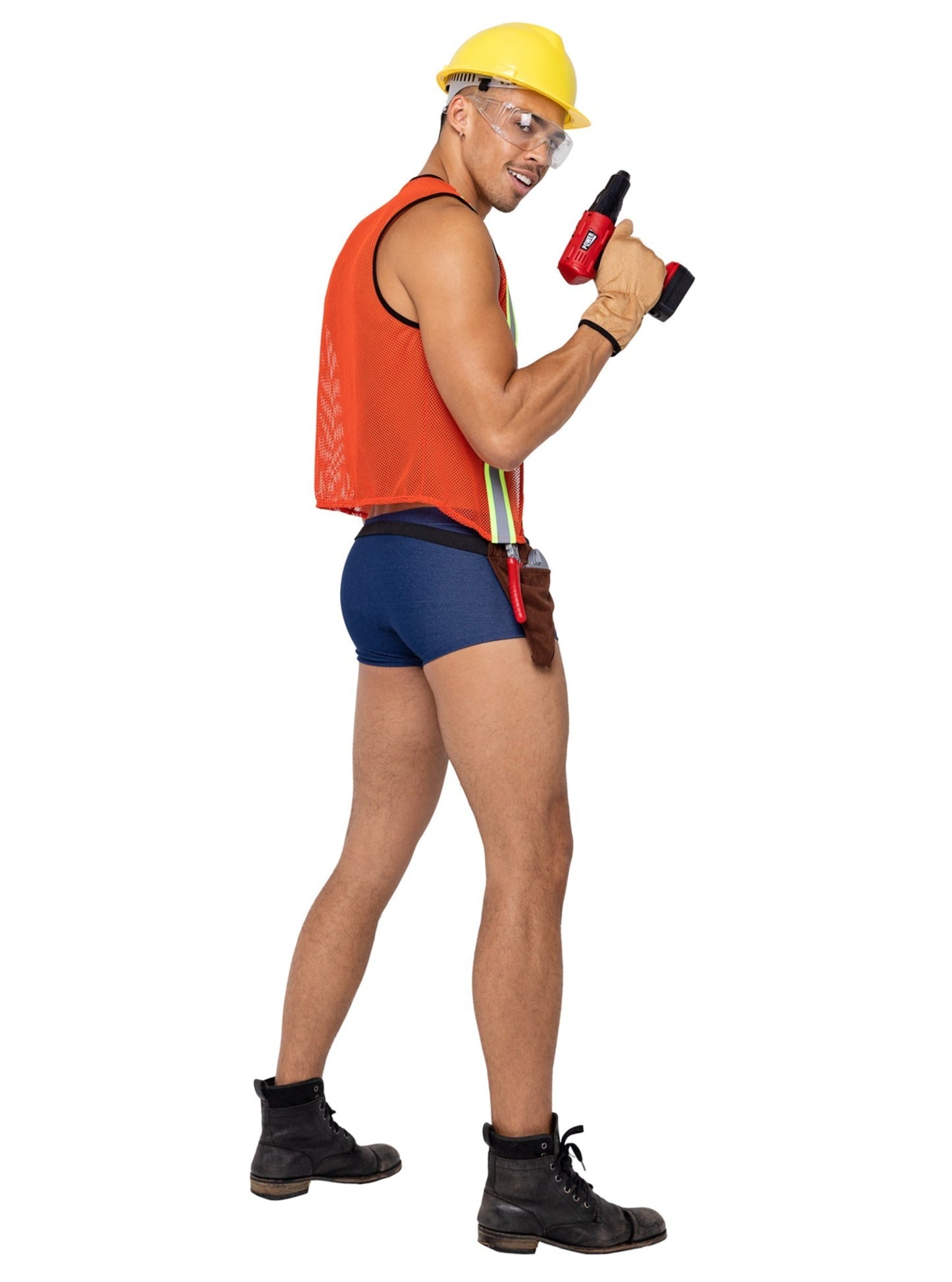 Roma Small / Orange 5 Pc Men's Construction Hard-Worker Halloween Cosplay Costume 6195-OB-S 2023 Sexy 5 Pc Mighty Pharaoh Mens Halloween Cosplay Costume Apparel & Accessories > Costumes & Accessories