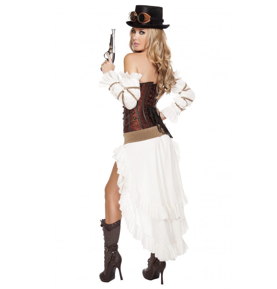 Roma Multi Colored / Small 7 Pc Brown & White Steampunk Babe Halloween Cosplay Costume 4576-AS-S Sexy Brown & White Steampunk Babe Halloween Cosplay Costume Apparel & Accessories > Costumes & Accessories