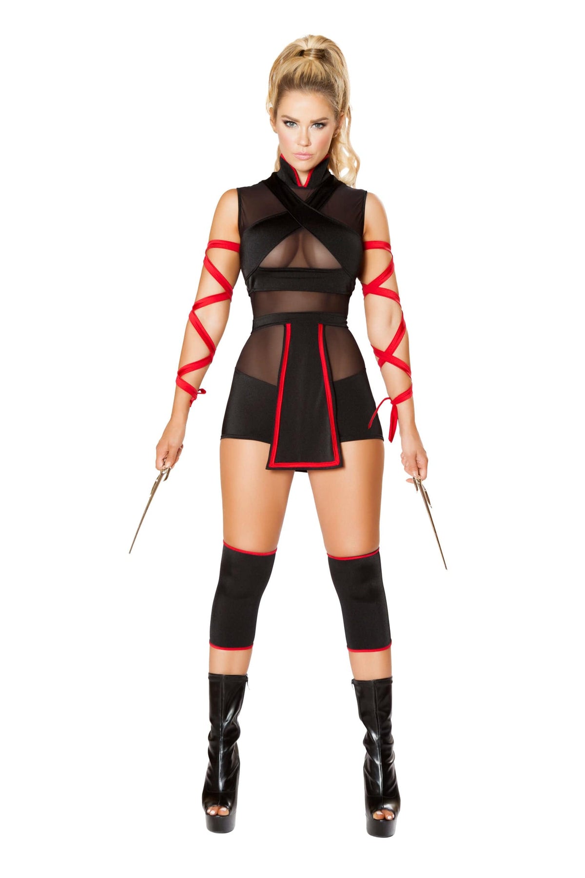 Roma Black / Small 3 Pc Ninja Striker Halloween Cosplay Costume 4677-AS-S 2023 Sexy Asian Dragon Fire Ninja Halloween Cosplay Costume Apparel &amp; Accessories &gt; Costumes &amp; Accessories