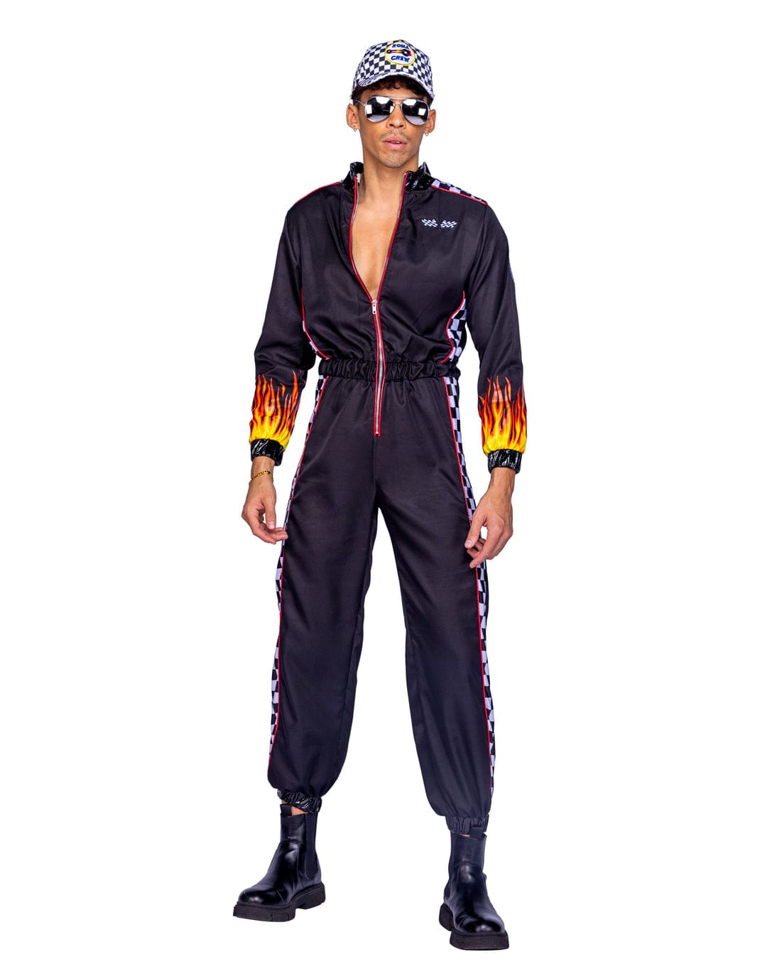 Roma Black / Small Men&#39;s Black Hunky Race Car Driver Jumpsuit Halloween Cosplay Costume 6404-Blk-S 2024 Black Men&#39;s Hunky Race Car Driver Halloween Cosplay Costume Apparel &amp; Accessories &gt; Costumes &amp; Accessories