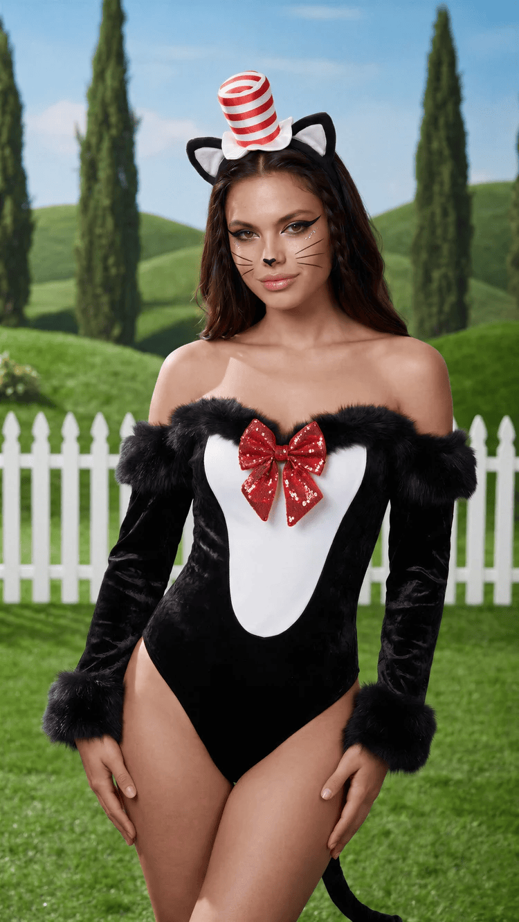 Roma Black / Small Sexy Black Cat Babe Bodysuit Halloween Cosplay Costume 6818-B/R/W-S Sexy Black Cat Babe Bodysuit Halloween Cosplay Costume Apparel & Accessories > Costumes & Accessories