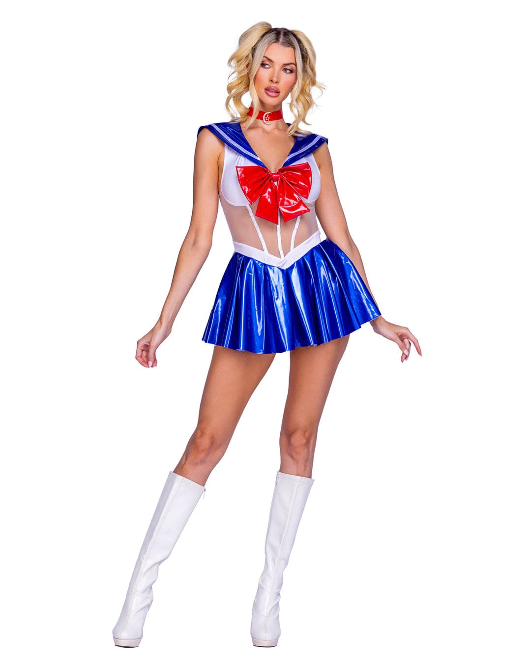 Roma Blue / Small 2 Pc Blue &amp; White Sheer Moonlanding Sailor Top &amp; Skirt Halloween Cosplay Costume 6367-BWR-S 2024 Sexy Blue &amp; Sheer White Sailor Halloween Cosplay Costume Apparel &amp; Accessories &gt; Costumes &amp; Accessories