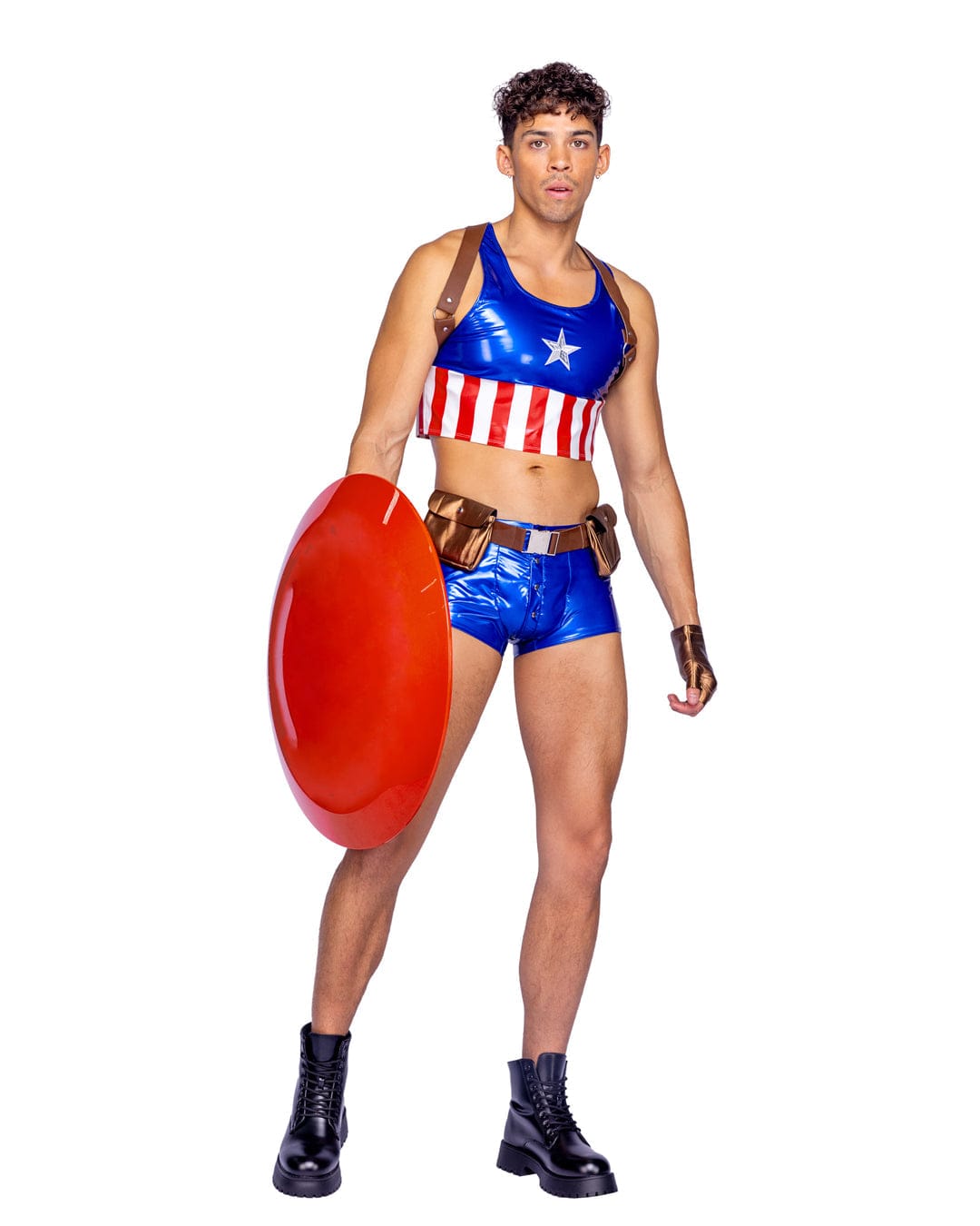 Roma Blue / Small 4 Pc Men&#39;s Hunky American Hero Halloween Cosplay Costume 6364-BRB-S 2024 Sexy Men&#39;s Hunky American Hero Halloween Cosplay Costume Apparel &amp; Accessories &gt; Costumes &amp; Accessories