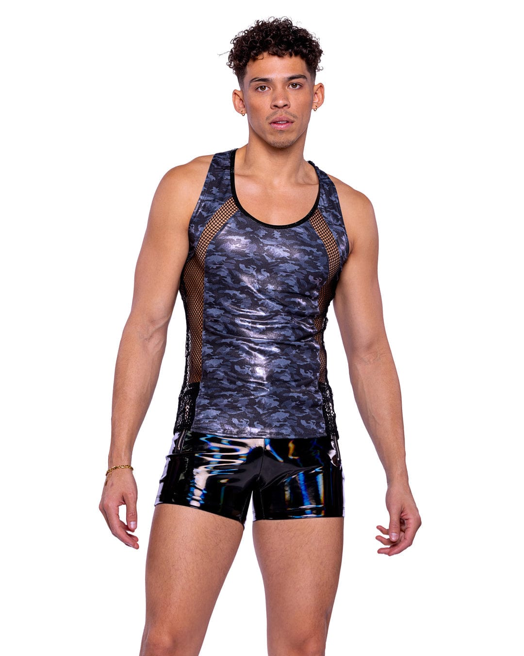 Roma Black/Grey / S Sexy Men&#39;s Shimmer Camouflauge Tank Top 6520-Blk/Grey-S 2024 Sexy Men&#39;s Shimmer Camouflauge Chaps Rave Wear Apparel &amp; Accessories &gt; Costumes &amp; Accessories &gt; Costumes