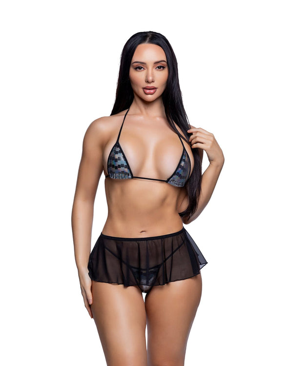 Roma Black / S/M Black Sheer Mesh Flare Micro Mini Skirt Dance Festival Ravewear 6792-Blk-S/M Black Sheer Mesh Flare Micro Mini Skirt Dance Festival Ravewear Apparel & Accessories > Costumes & Accessories > Costumes