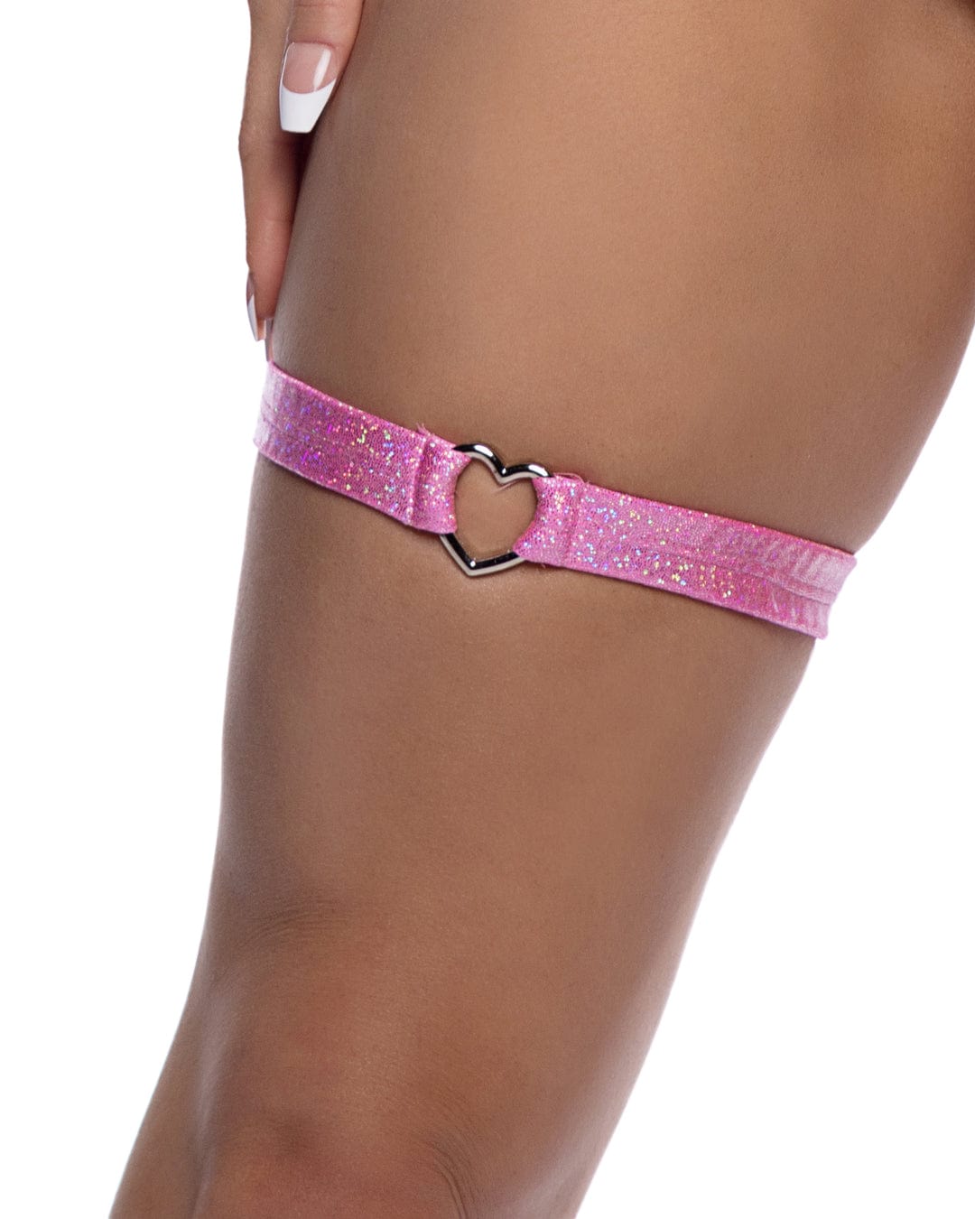 Roma Pink / One Size Sexy Blue Shimmer Leg Garter with Heart Hardware 6659-Pink-O/S Sexy Blue Shimmer Leg Garter with Heart Hardware | SHOP NOW Apparel &amp; Accessories &gt; Costumes &amp; Accessories &gt; Costumes