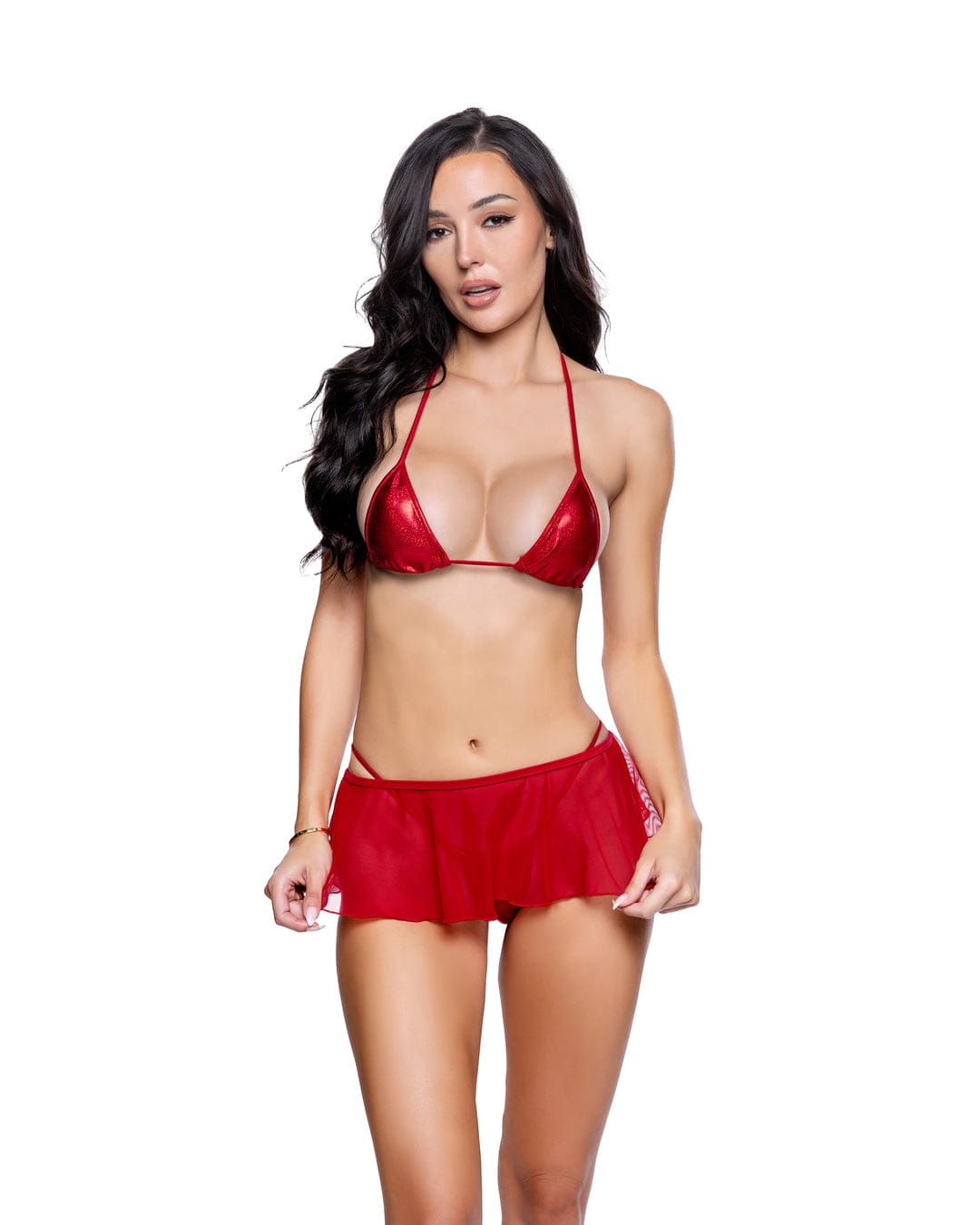 Roma Red / S/M Black Sheer Mesh Flare Micro Mini Skirt Dance Festival Ravewear 6792-Red-S/M Black Sheer Mesh Flare Micro Mini Skirt Dance Festival Ravewear Apparel & Accessories > Costumes & Accessories > Costumes