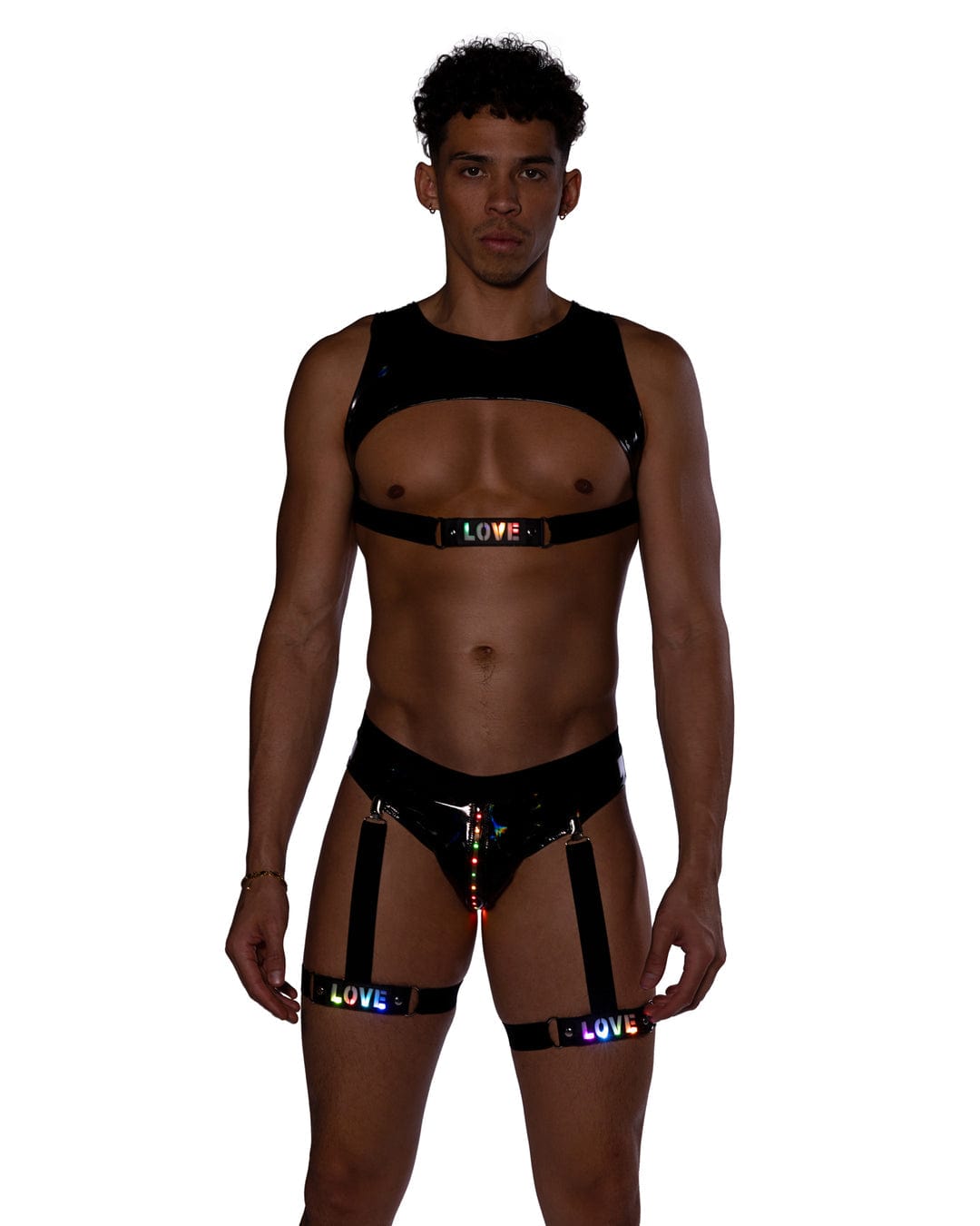 Roma Multi / S Sexy Men's Multi- Colored Pride Cropped Vinyl Top 6507-Blk/Multi-S 2024 Sexy Men's Multi- Colored Pride Cropped Vinyl Top Apparel & Accessories > Costumes & Accessories > Costumes