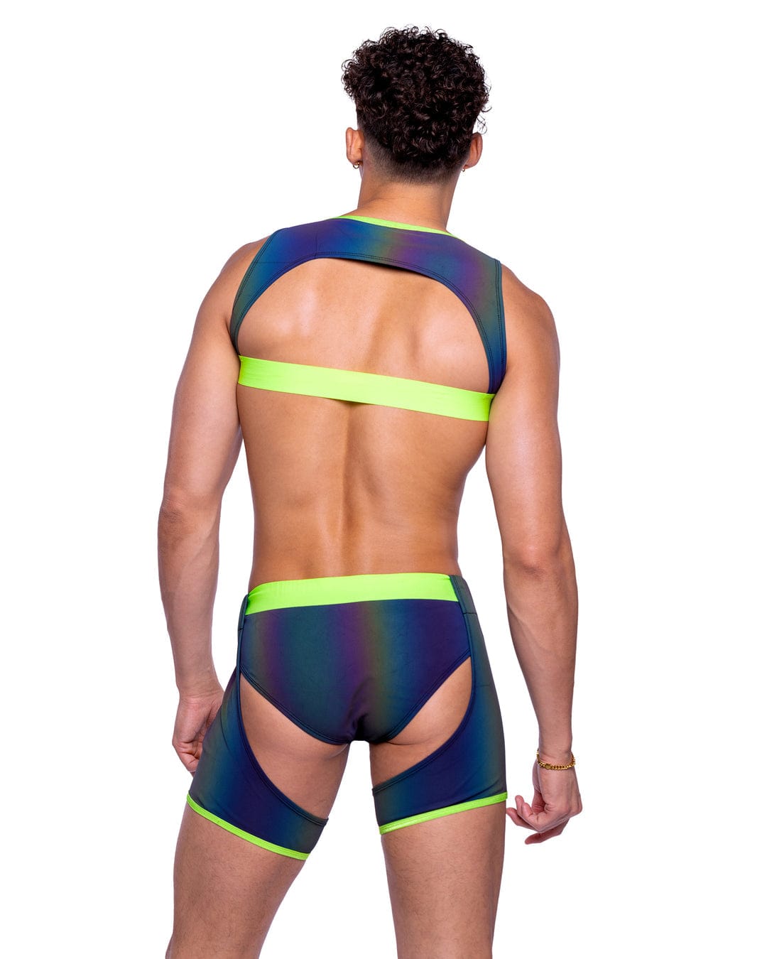 Roma Sexy Men&#39;s Rainbow Reflective Briefs Rave Wear 2024 Sexy Men&#39;s Rainbow Reflective Chaps w/ Stud Detail Apparel &amp; Accessories &gt; Costumes &amp; Accessories &gt; Costumes