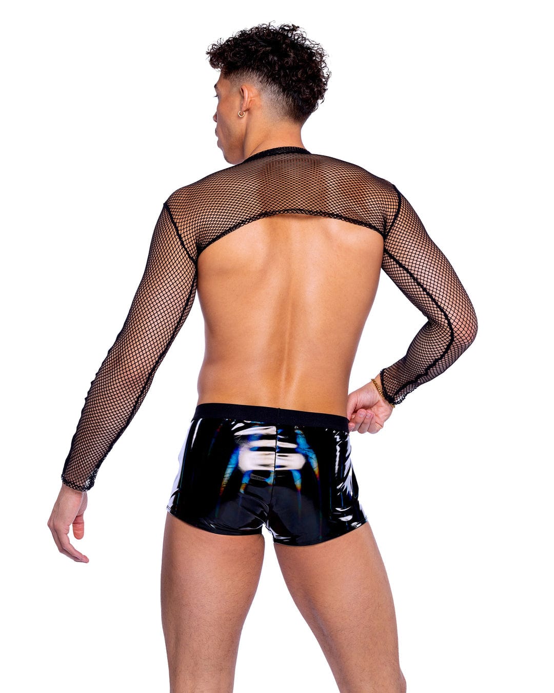 Roma Multi / S Sexy Men's Vinyl w/ Iridescent Print Shorts 6513-Blk/Multi-S 2024 Sexy Men's Vinyl w/ Iridescent Print Shorts Rave Wear Apparel & Accessories > Costumes & Accessories > Costumes