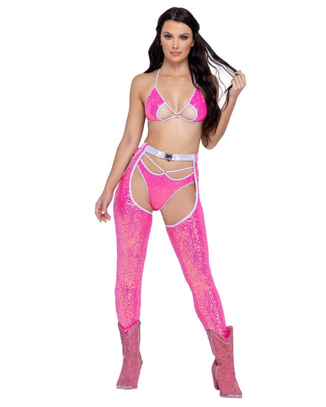 Roma Hot Pink Sequin w/ Belt Chaps Festival Ravewear 2023 Sexy Hot Pink Sequin Belt Chaps Festival Ravewear Apparel &amp; Accessories &gt; Costumes &amp; Accessories &gt; Costumes