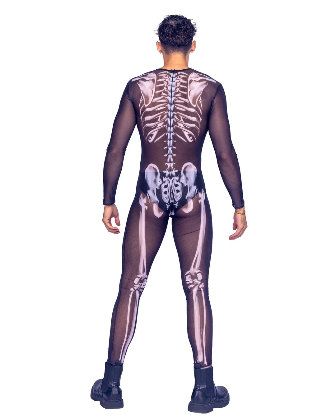 Roma Men&#39;s Sheer Black Skeleton Bodysuit Jumpsuit Halloween Day Of Dead Costume 2024 Men&#39;s Black Skeleton Bodysuit Halloween Day Of Dead Costume Apparel &amp; Accessories &gt; Costumes &amp; Accessories