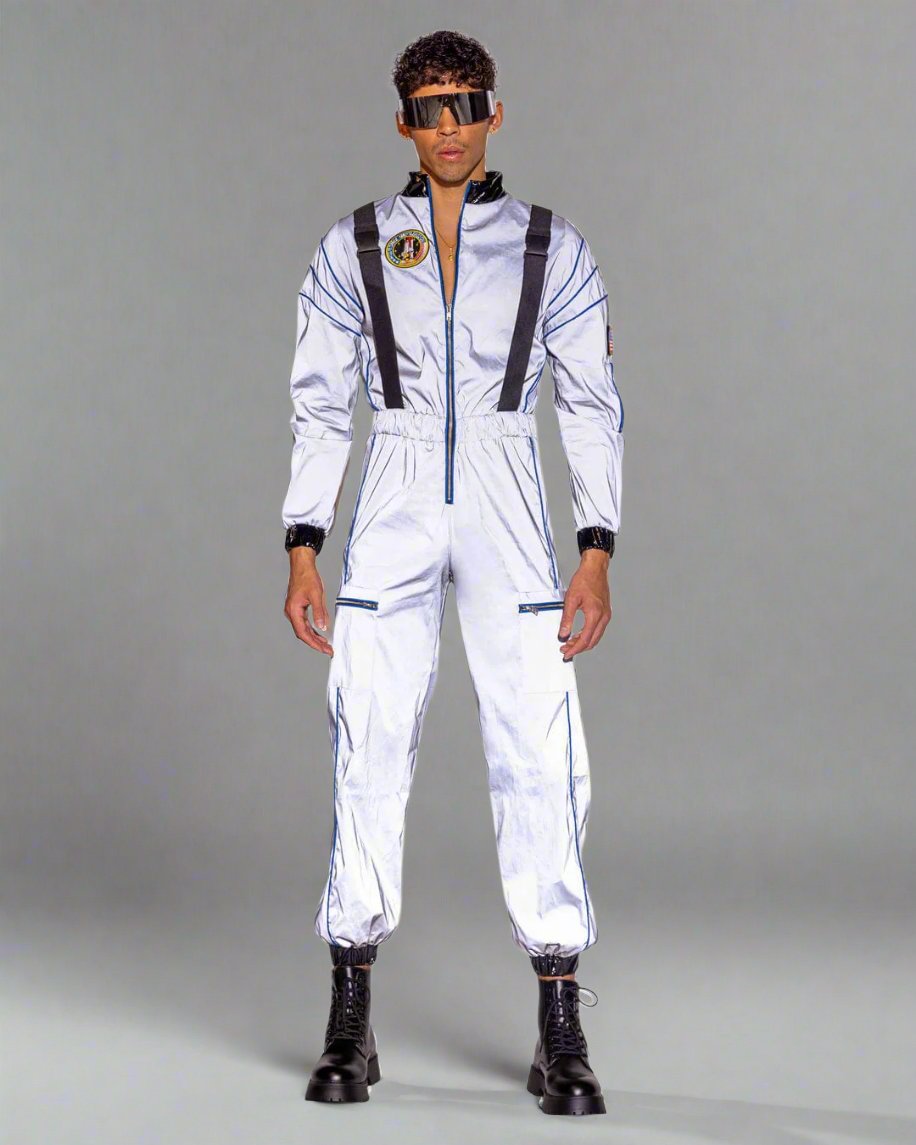 Roma Men&#39;s Silver Astronaut Hunk Jumpsuit Halloween Cosplay Costume 2024 Sexy Men&#39;s Silver Astronaut Hunk Cosplay Costume Apparel &amp; Accessories &gt; Costumes &amp; Accessories