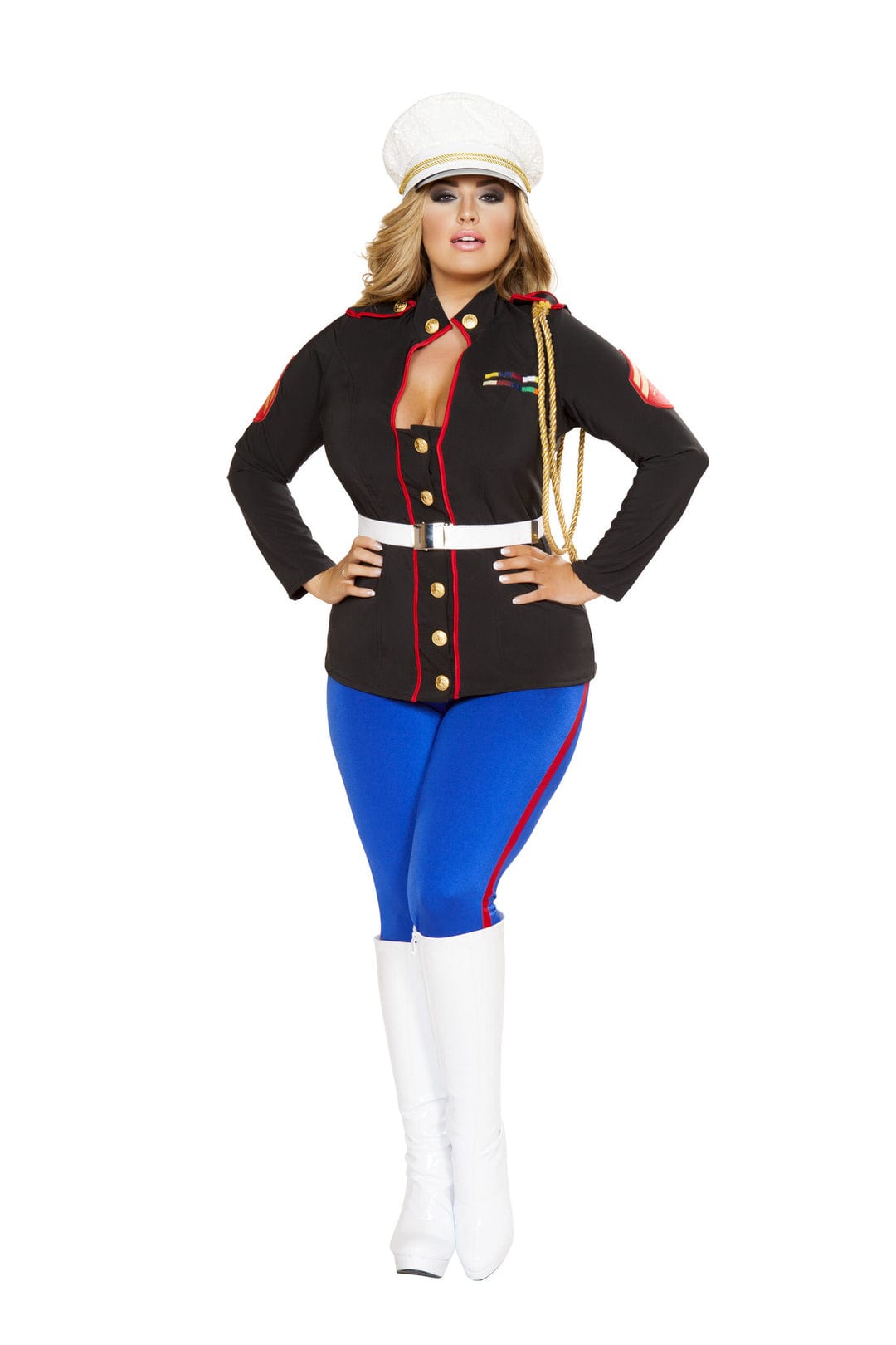 Roma Multi Colored / Extra Large Marine Corporal Button up Jacket w/ Braded Aiguillette, Patch, Pants & Belt Cosplay Costume 4701-AS-XL Multi Colored Marine Corporal Women's Halloween Cosplay Costume Apparel & Accessories > Costumes & Accessories