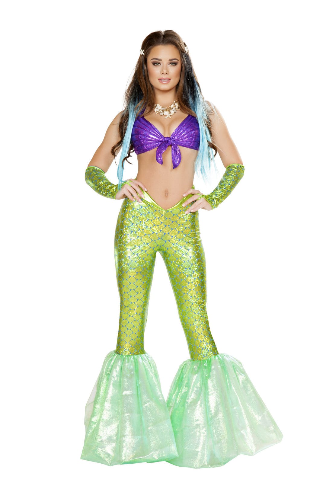 Roma Multi Colored / Small Poseidon&#39;s Daughter Iridescent Halter Shell Tie Top &amp; High Rise Pants Halloween Cosplay Costume 4656-AS-S Iridescent Halter Tie Top &amp; High Rise Pants Cosplay Costume Apparel &amp; Accessories &gt; Costumes &amp; Accessories