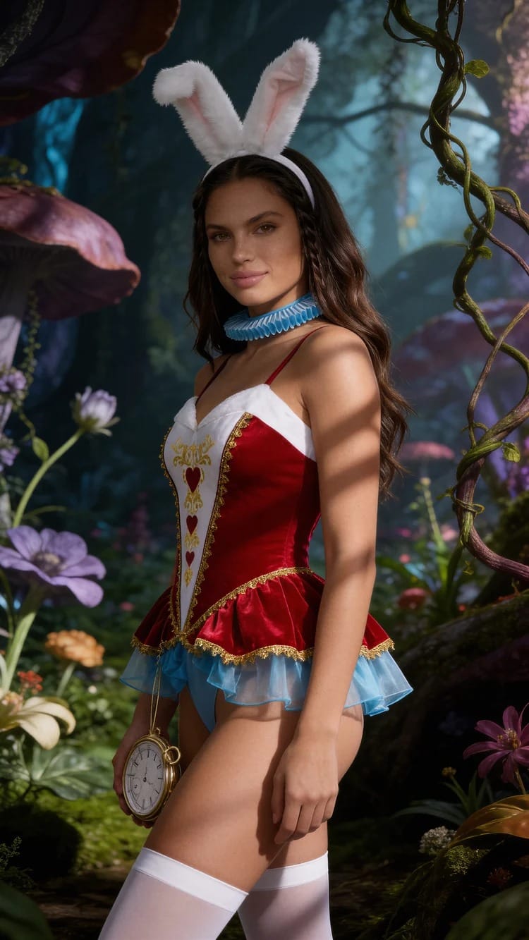 Roma Multi Colored / Small Sexy Wonderland Bunny Halloween Cosplay Costume 6817-R/B/W-S Sexy 5-Piece Wonderland Bunny Halloween Cosplay Costume Apparel & Accessories > Costumes & Accessories