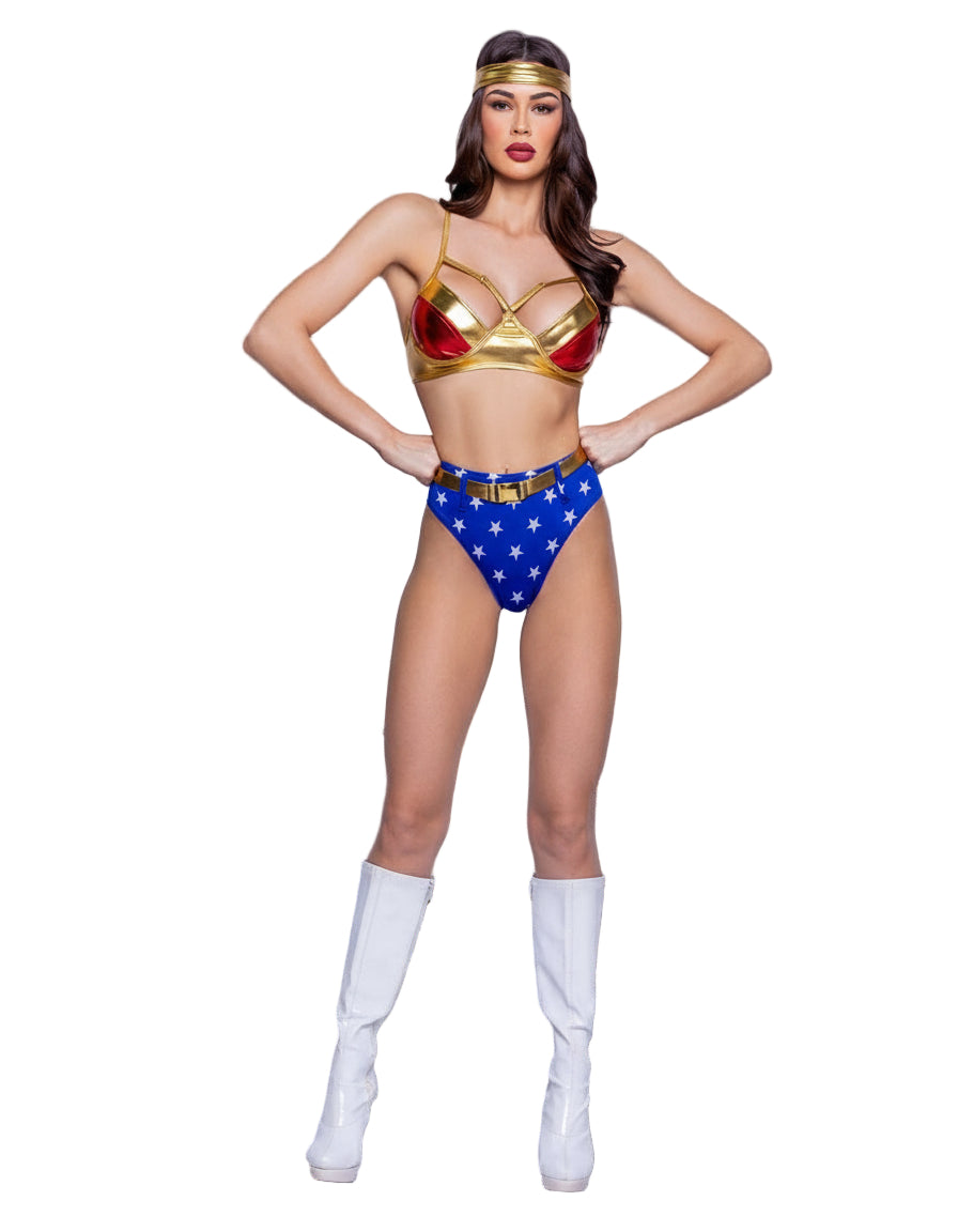 Roma Multi / Small 4 Pc Wonder Woman Power Halloween Cosplay Costume 6363-RGB-S 2024 Sexy  Wonder Woman Power Halloween Cosplay Costume Apparel & Accessories > Costumes & Accessories