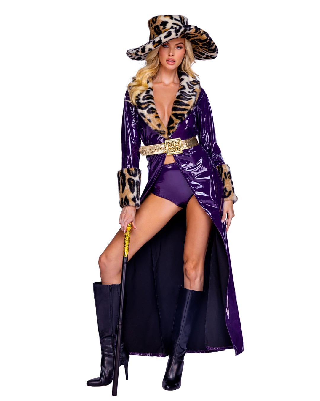 Roma Purple / Small 4 Pc Purple Queen Pimp Halloween Cosplay Costume 6392-PP-S 2024 Sexy Purple Queen Women&#39;s Pimp Halloween Cosplay Costume Apparel &amp; Accessories &gt; Costumes &amp; Accessories