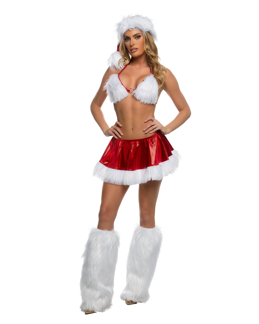 Roma Red / Small Sexy Red Winter Babe Shimmer w/ White Faux Fur Triangle Top &amp; Skirt Christmas Costume 6626-Red/Wht-S Sexy Red Winter Babe Shimmer w/ White Faux Fur Top &amp; Skirt Christmas Costume Apparel &amp; Accessories &gt; Costumes &amp; Accessories