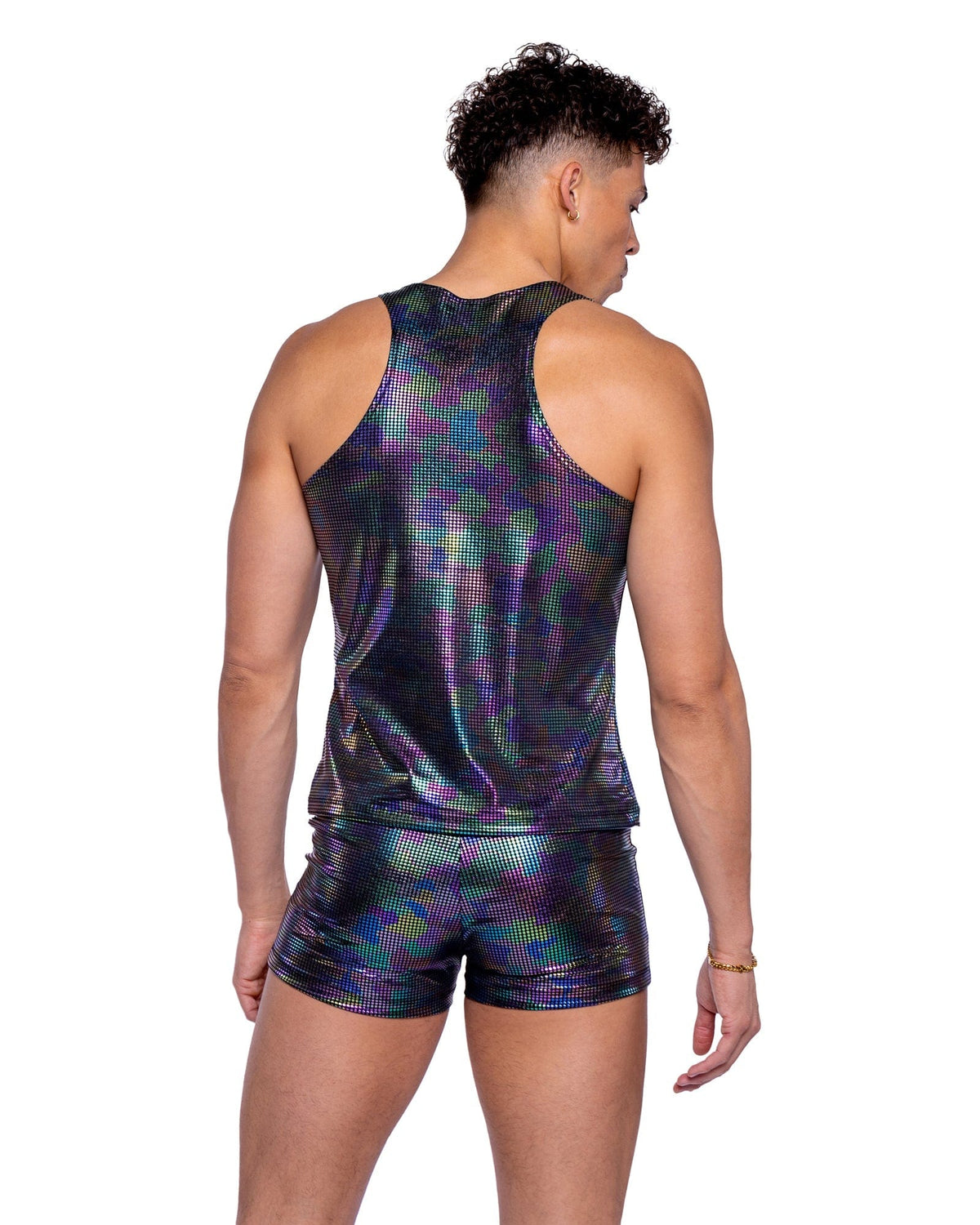 Roma Sexy Men&#39;s Rainbow Shimmer Camouflage Shorts Festival Rave Wear 2024 Sexy Men&#39;s Rainbow Shimmer Tank Top Rave Wear Apparel &amp; Accessories &gt; Costumes &amp; Accessories