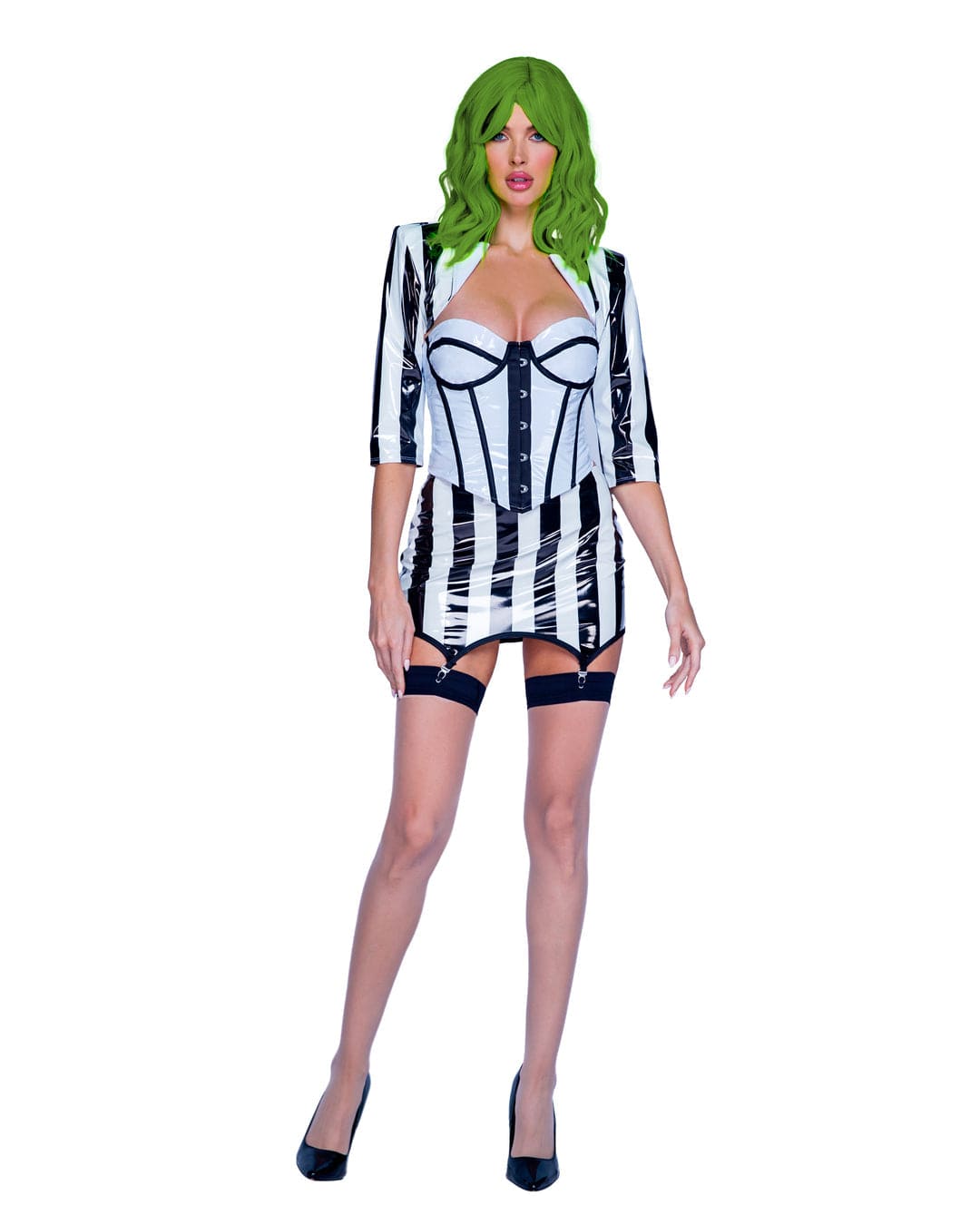 Roma White / Small 3 Pc Black &amp; White Beetle Bombshell Halloween Cosplay Costume 6357-Blk/Wht-S 2024 Sexy Black &amp; White Beetle Bombshell Cosplay Costume Apparel &amp; Accessories &gt; Costumes &amp; Accessories