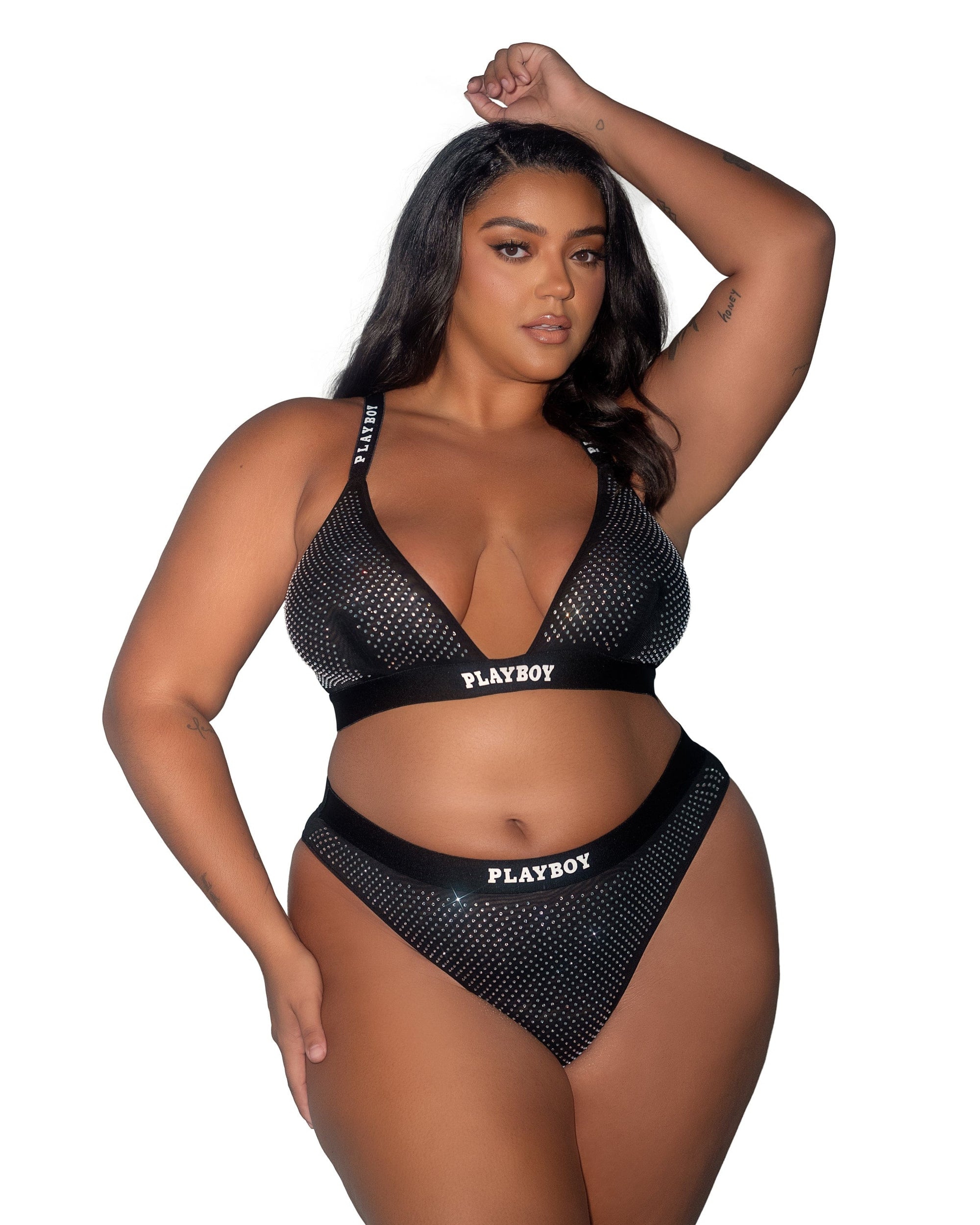 Roma Black / 1-x PBLI159 - Playboy Disco Fever 2pc Set PBLI159Q-Blk-1X PBLI159 - Playboy Disco Fever 2pc Set Lingerie