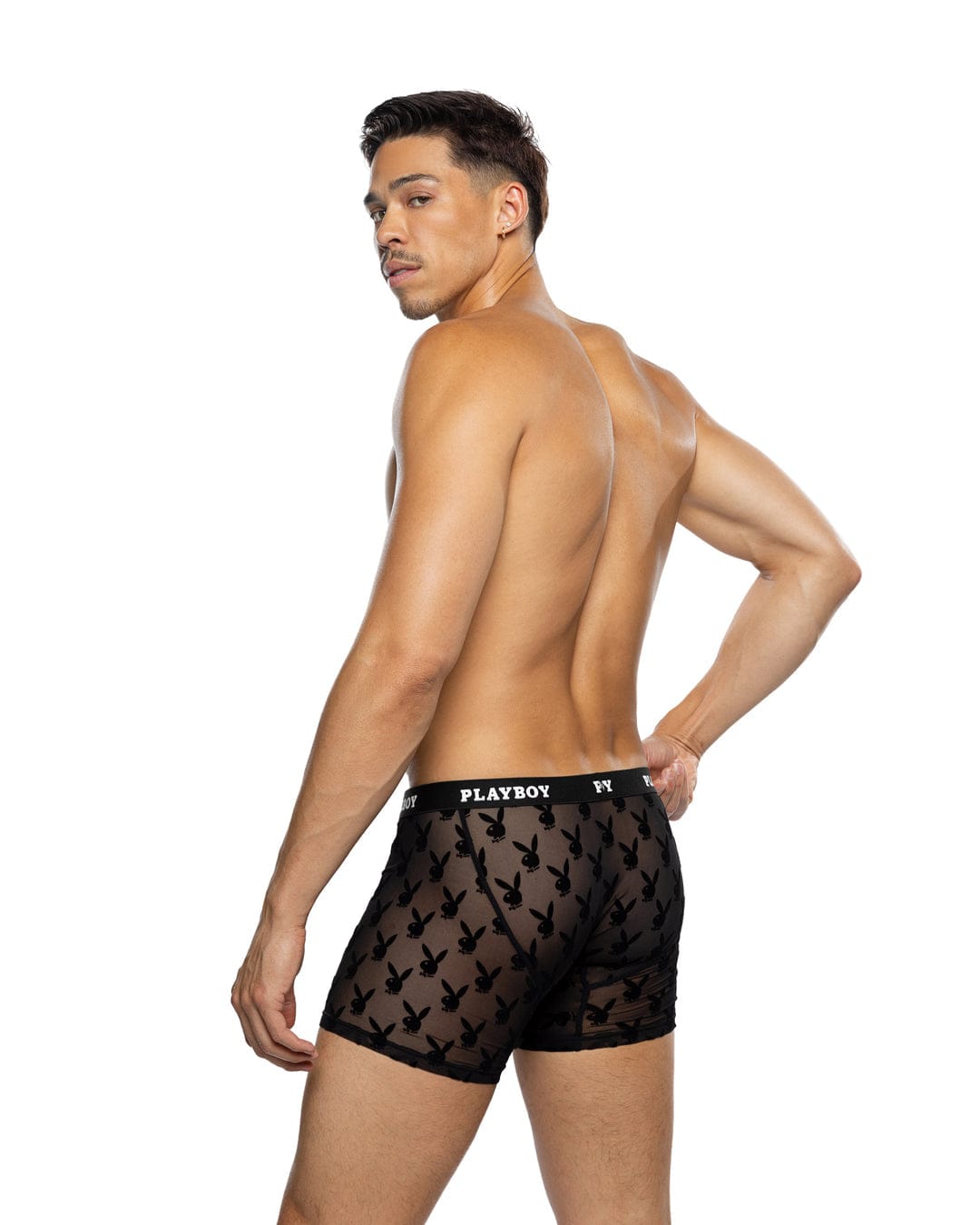 Roma Black Men’s Playboy Bunny Mesh Burnout Boxer Brief Black Men’s Playboy Bunny Sheer Mesh Burnout Boxer Briefs Lingerie