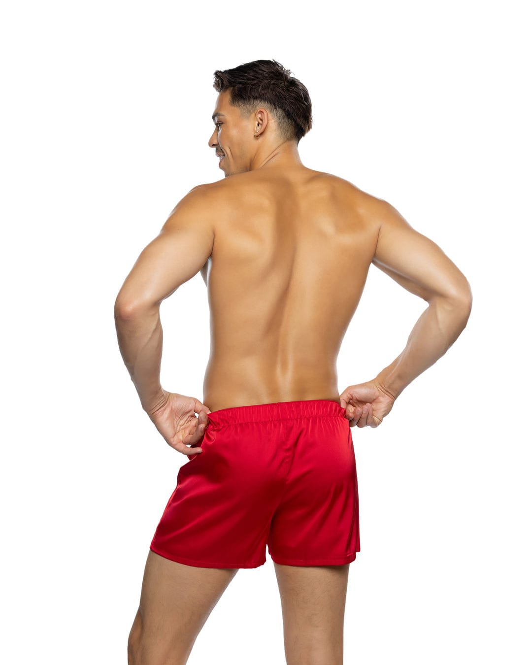 Roma Red / Small Black Men’s Playboy Bunny Stretch Satin Classic Boxer PBLI228-RED-S Black Men’s Playboy Bunny Stretch Satin Classic Boxer Lingerie