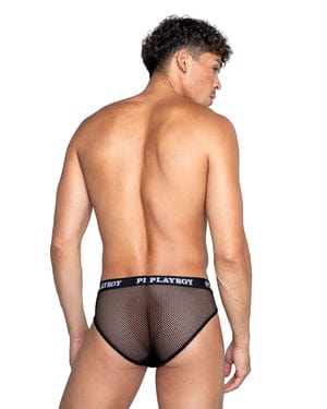 Roma Black Men’s Playboy Dark Room Fishnet Rear Brief Underwear 2024 Sexy Black Men’s Playboy Modal Gym Brief Underwear Lingerie